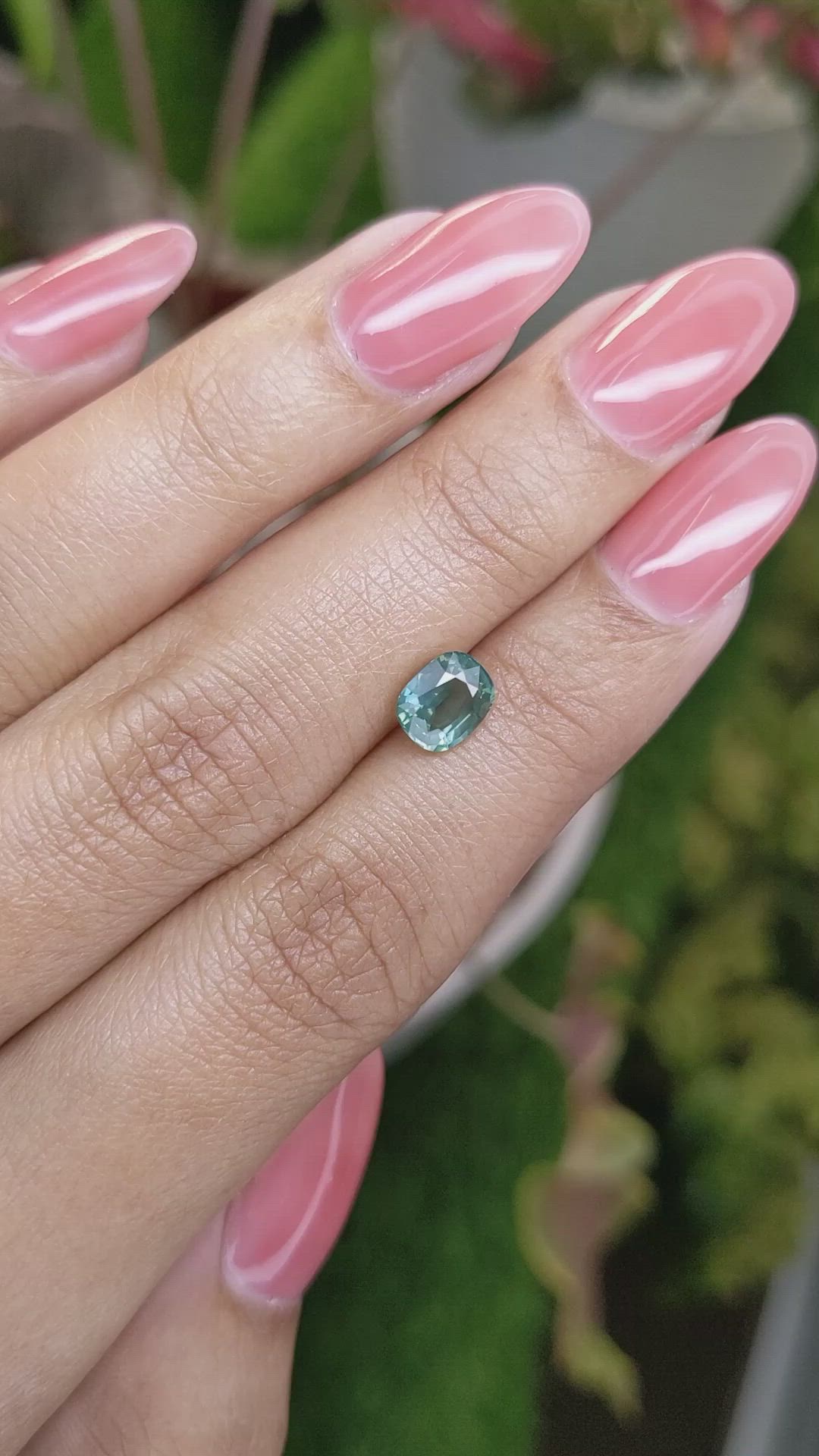 1.35 Ct. Bluish Green Sapphire from Madagascar Size Video
