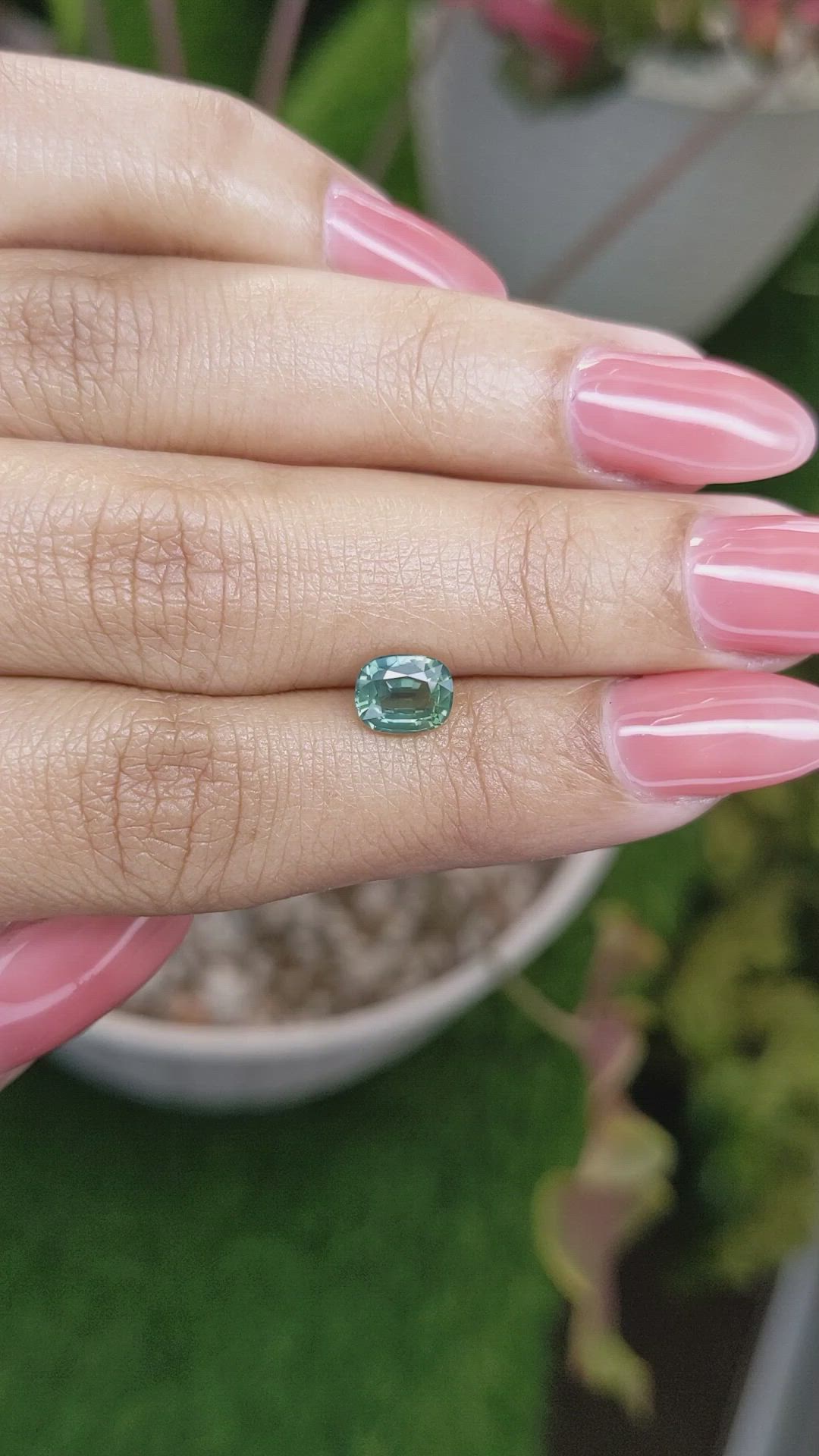 1.35 Ct. Bluish Green Sapphire from Madagascar Size Video