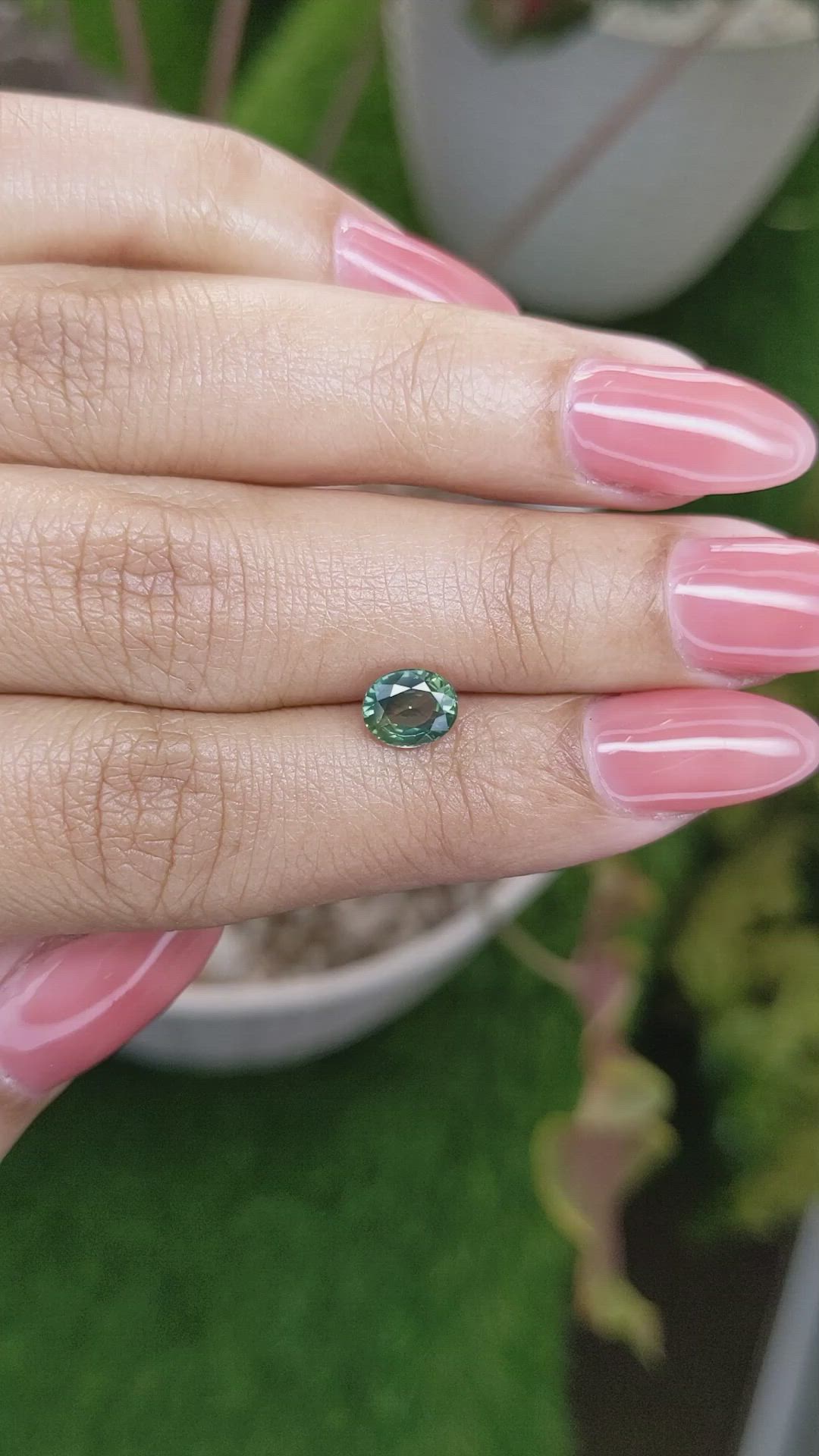 1.13 Ct. Bluish Green Sapphire from Madagascar Size Video