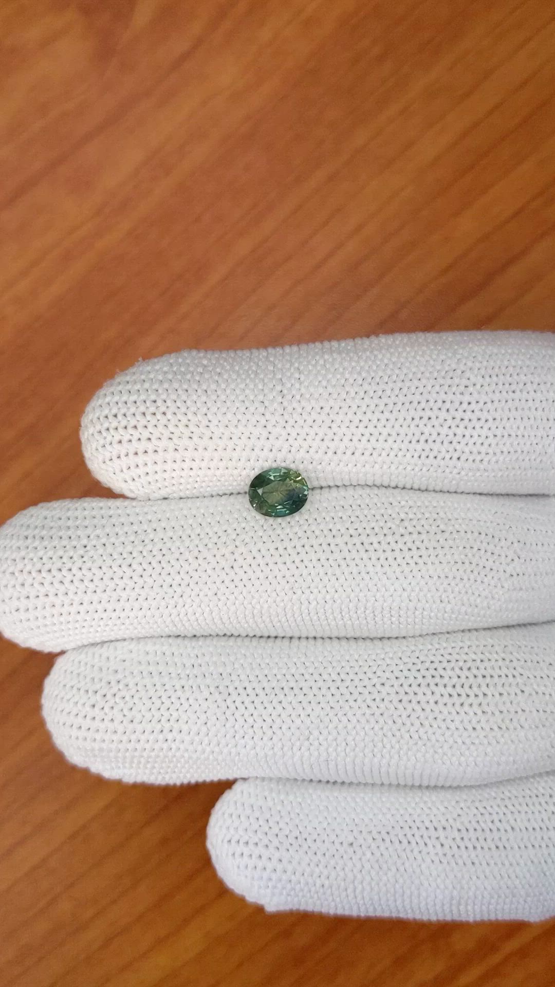 1.13 Ct. Bluish Green Sapphire from Madagascar Size Video