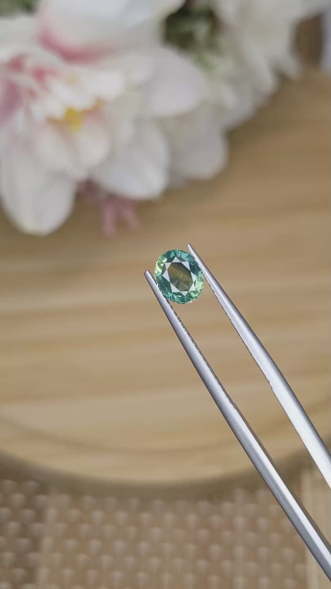 1.13 Ct. Bluish Green Sapphire from Madagascar Size Video