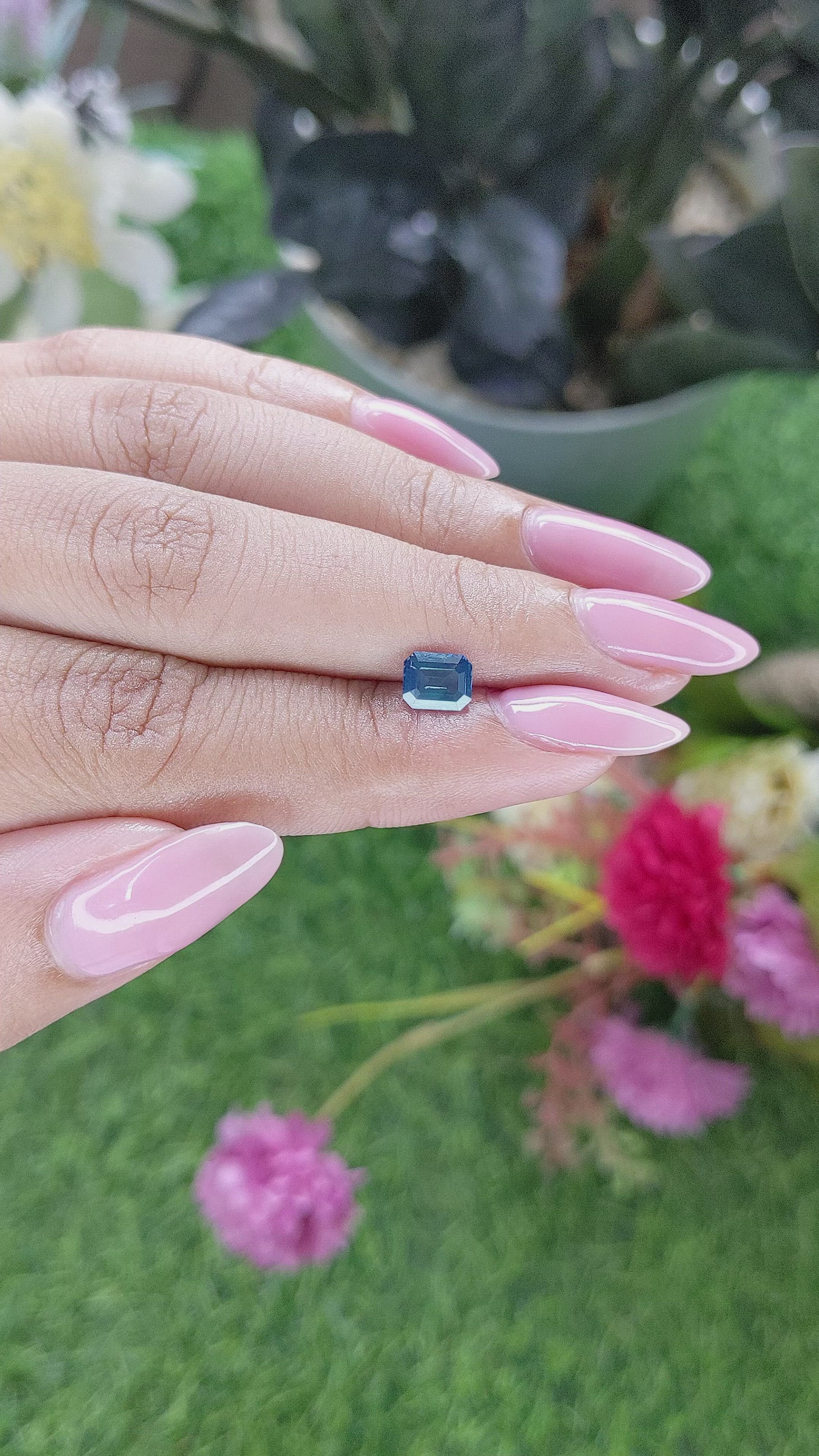 1.01 Ct. Greenish Blue Sapphire from Madagascar Size Video