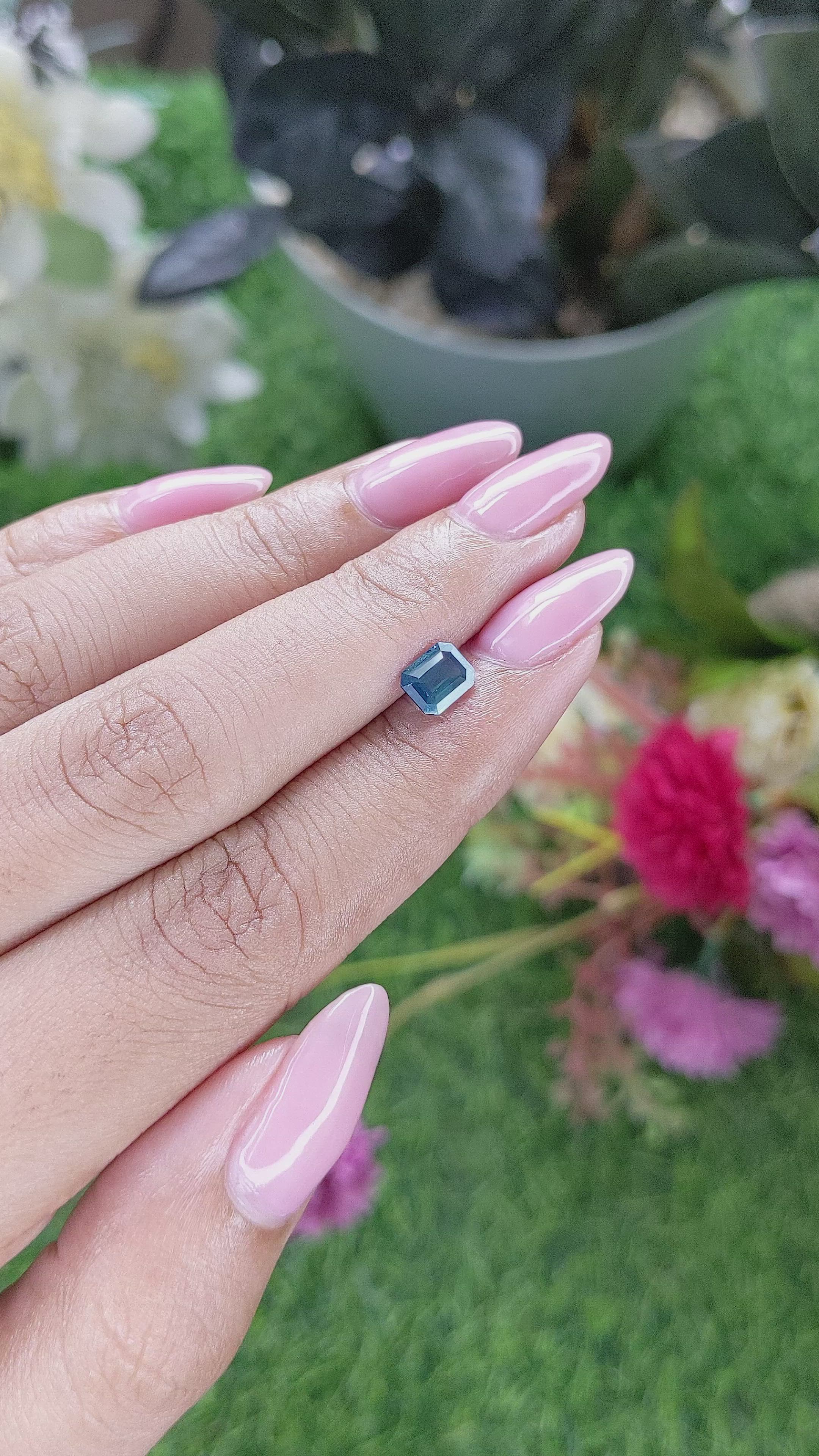1.01 Ct. Greenish Blue Sapphire from Madagascar Size Video