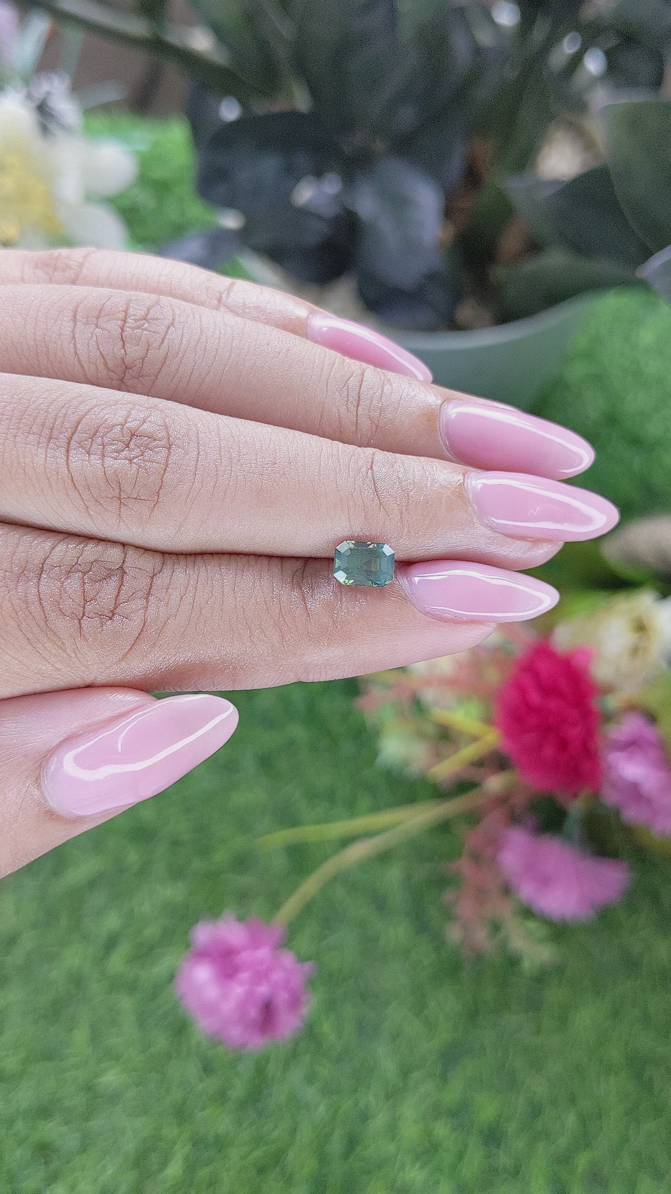 1.13 Ct. Green Sapphire from Madagascar Size Video