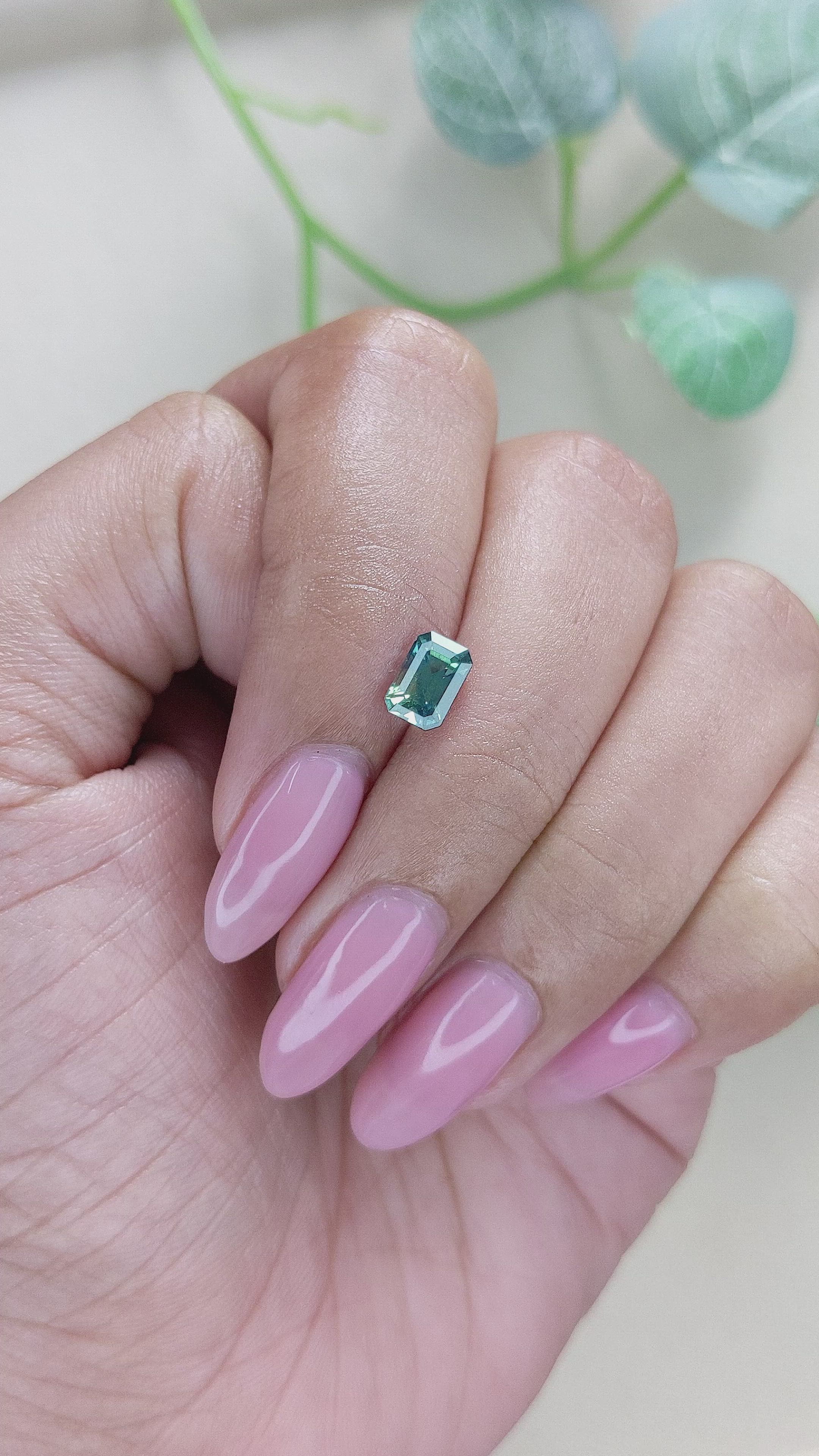 1.09 Ct. Bluish Green Sapphire from Madagascar Size Video