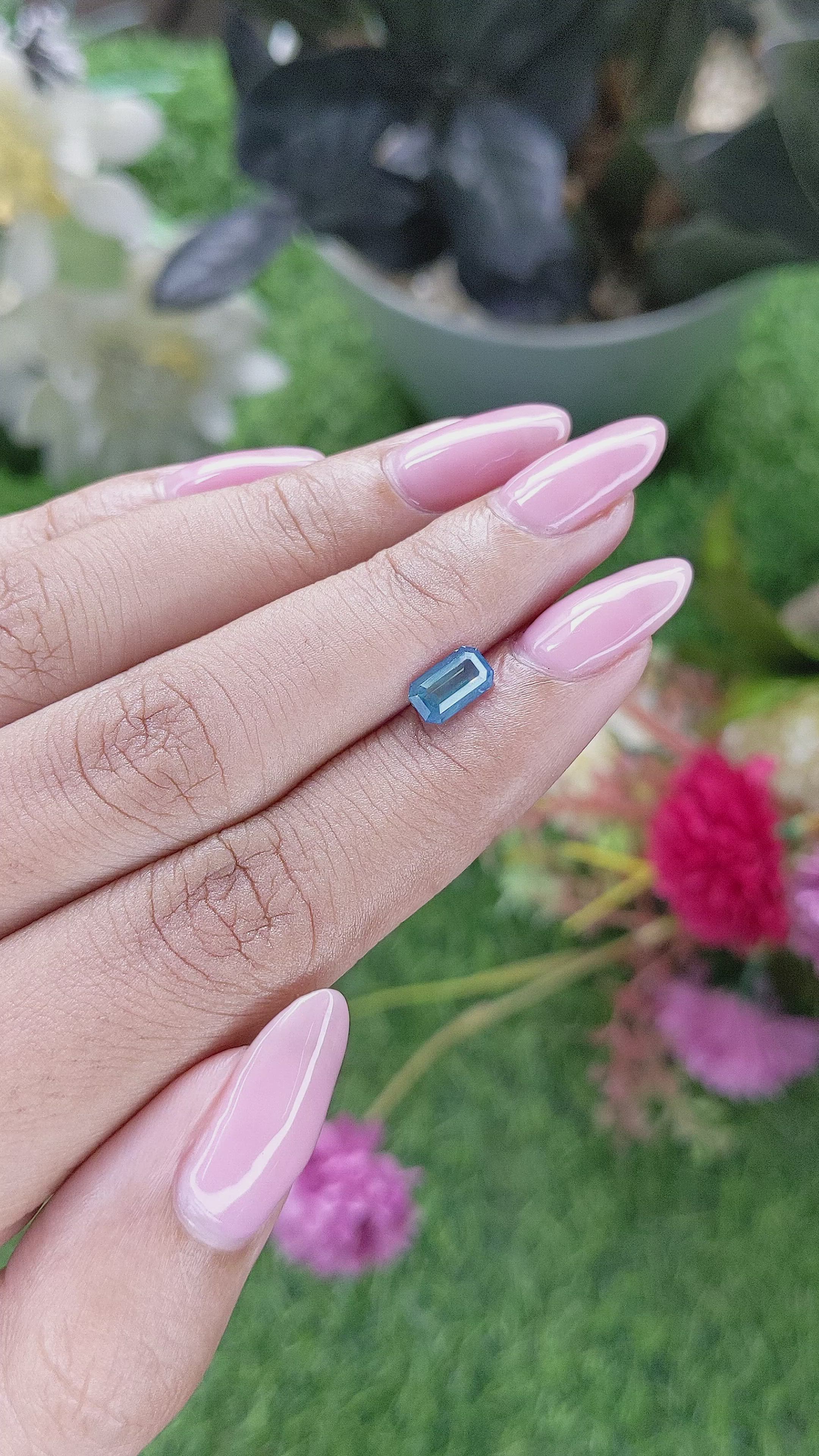 1.08 Ct. Greenish Blue Sapphire from Madagascar Size Video