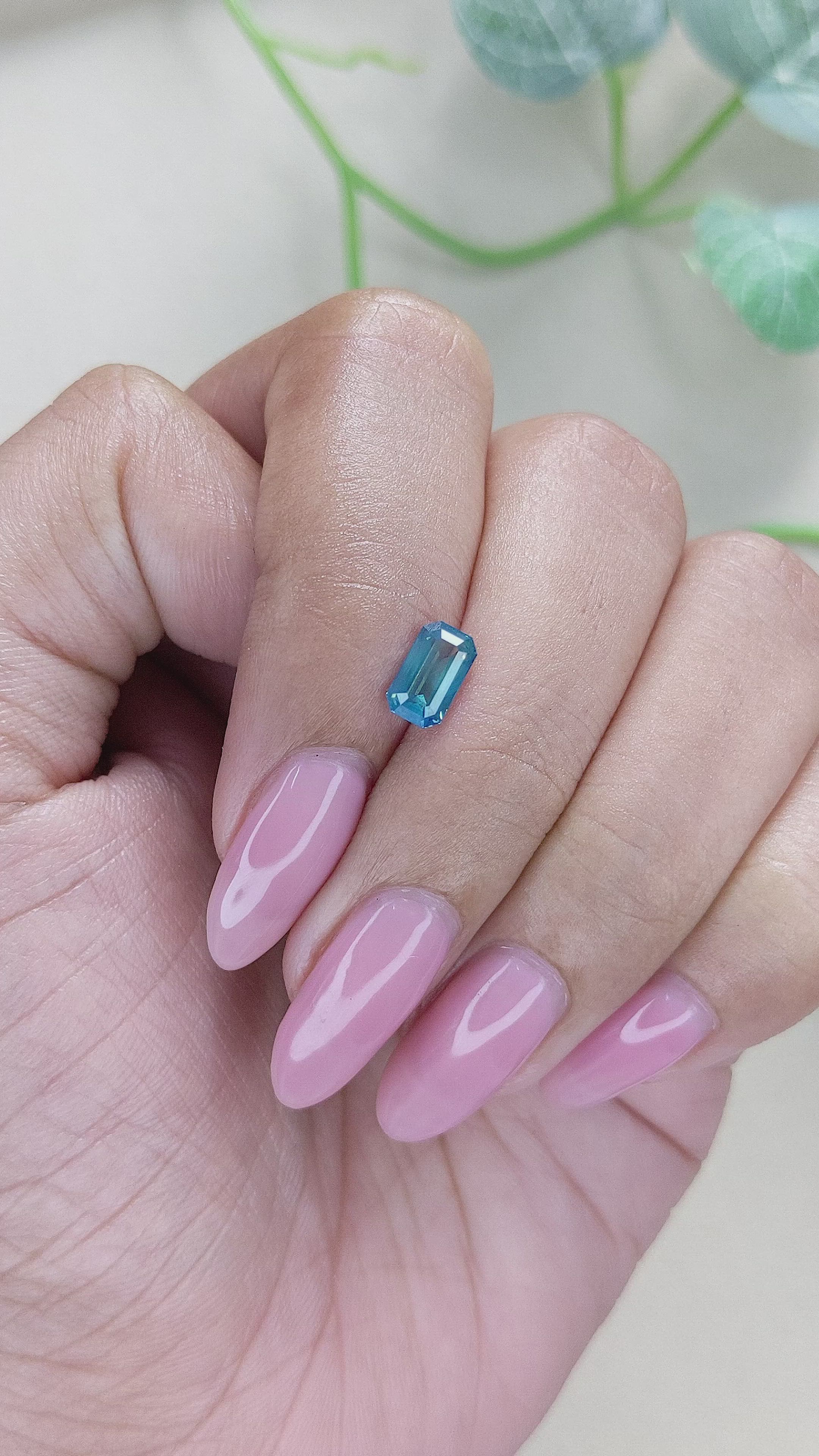 1.08 Ct. Greenish Blue Sapphire from Madagascar Size Video