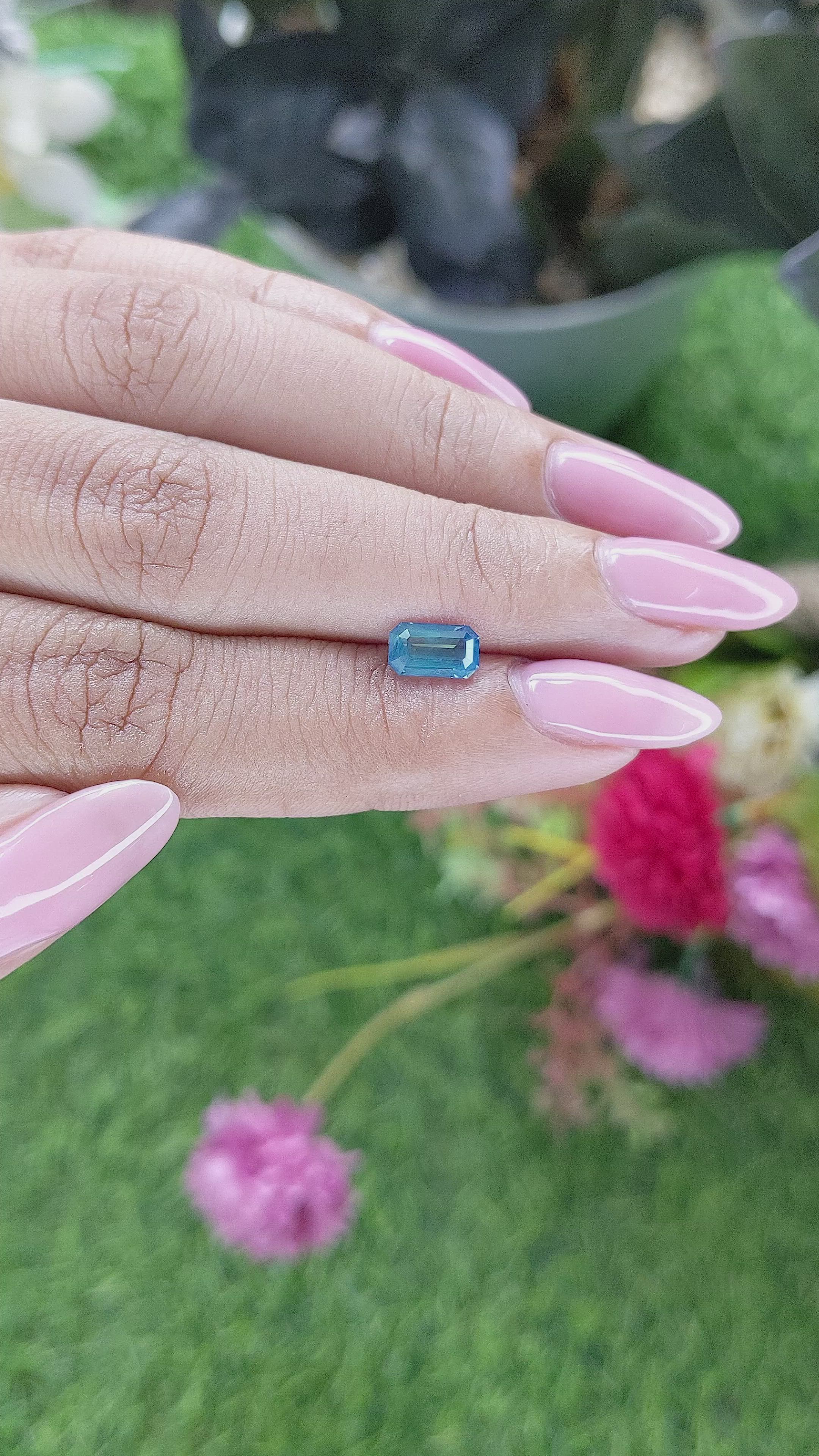 1.08 Ct. Greenish Blue Sapphire from Madagascar Size Video
