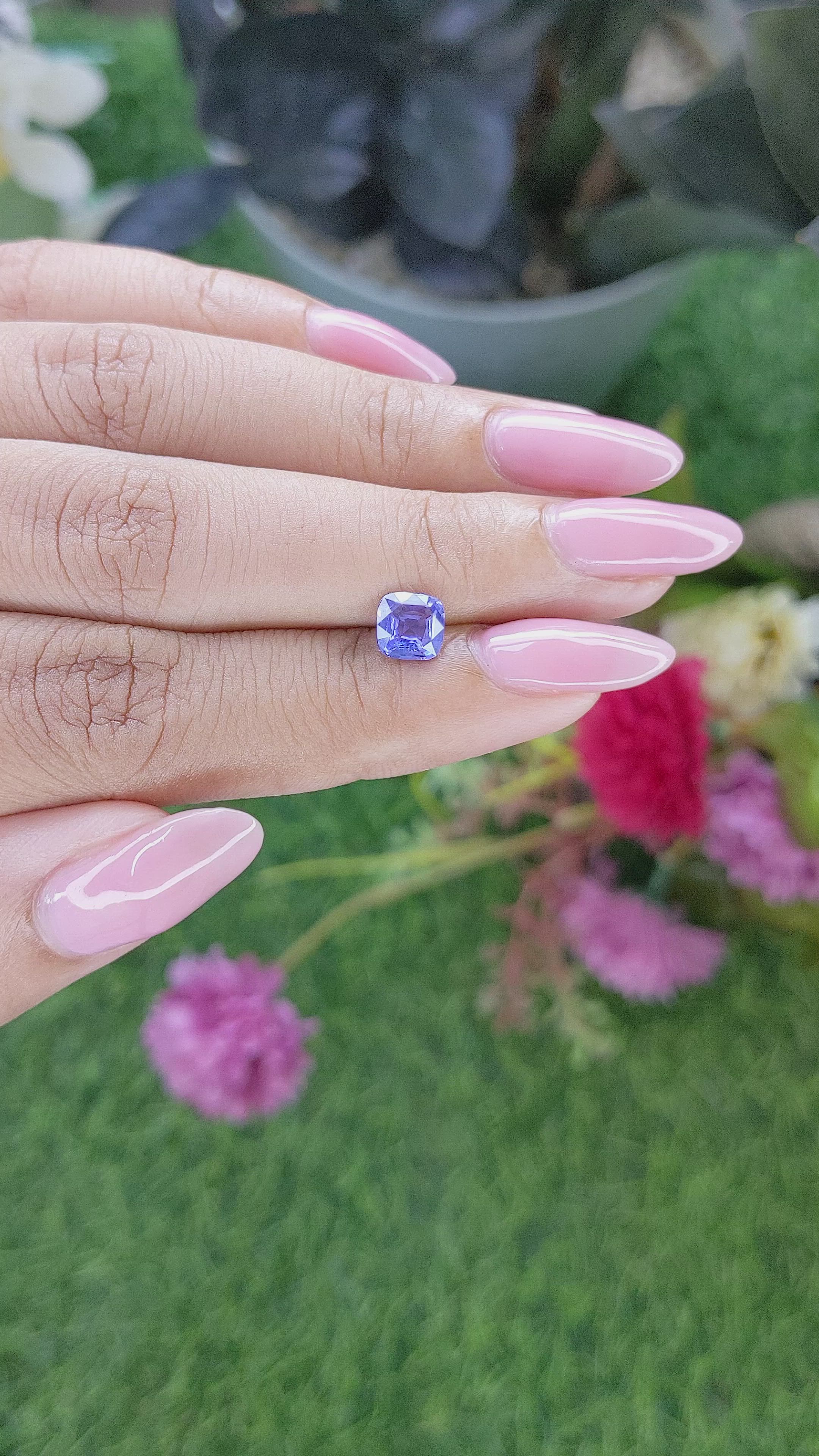 1.13 Ct. Purplish Blue Sapphire from Tanzania Size Video