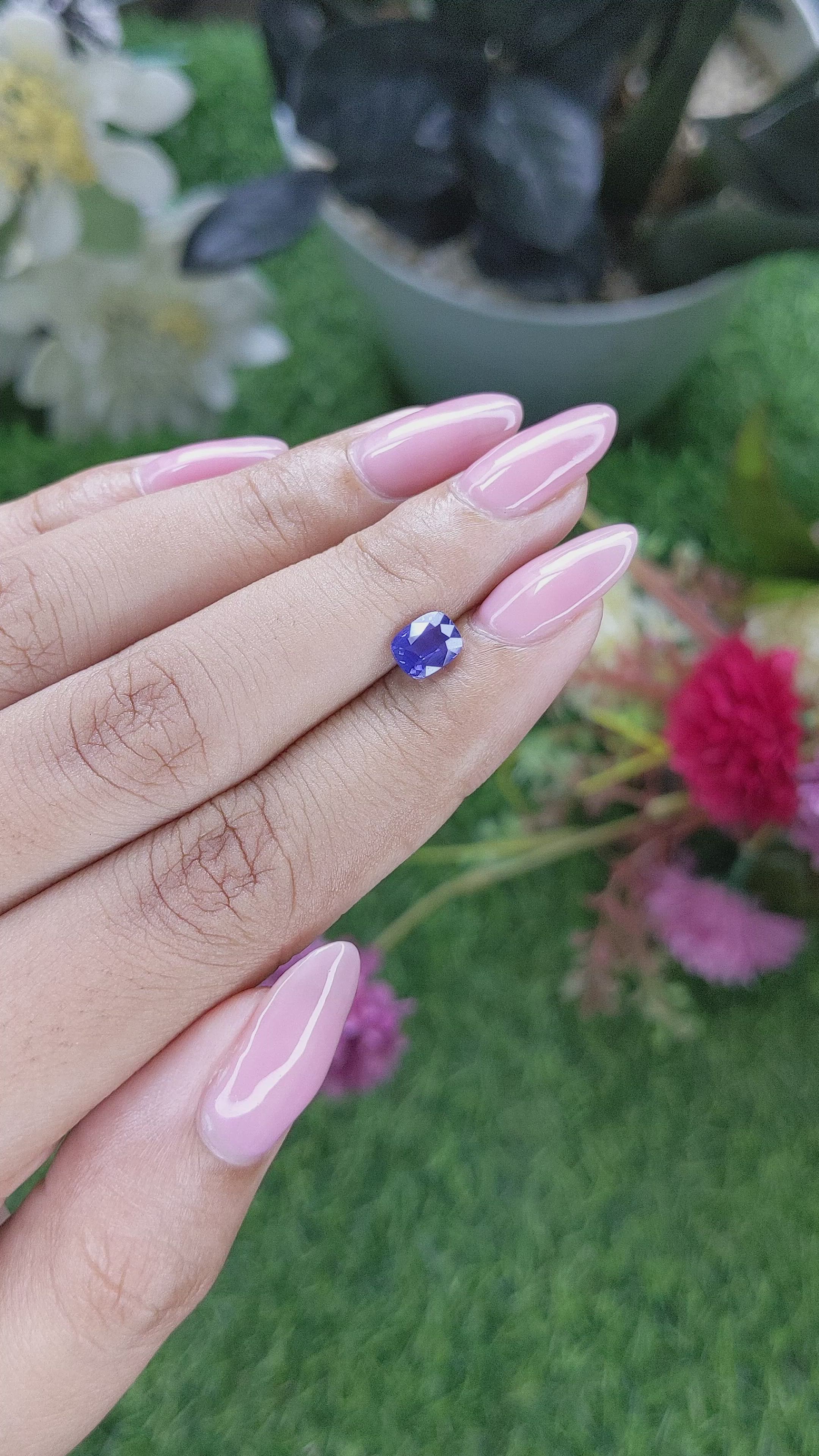 1.07 Ct. Purplish Blue Sapphire from Tanzania Size Video