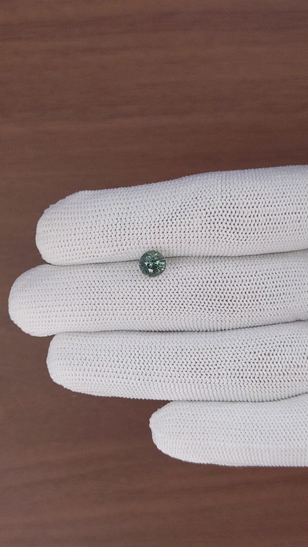 1.52 Ct. Bluish Green Sapphire from Madagascar Size Video