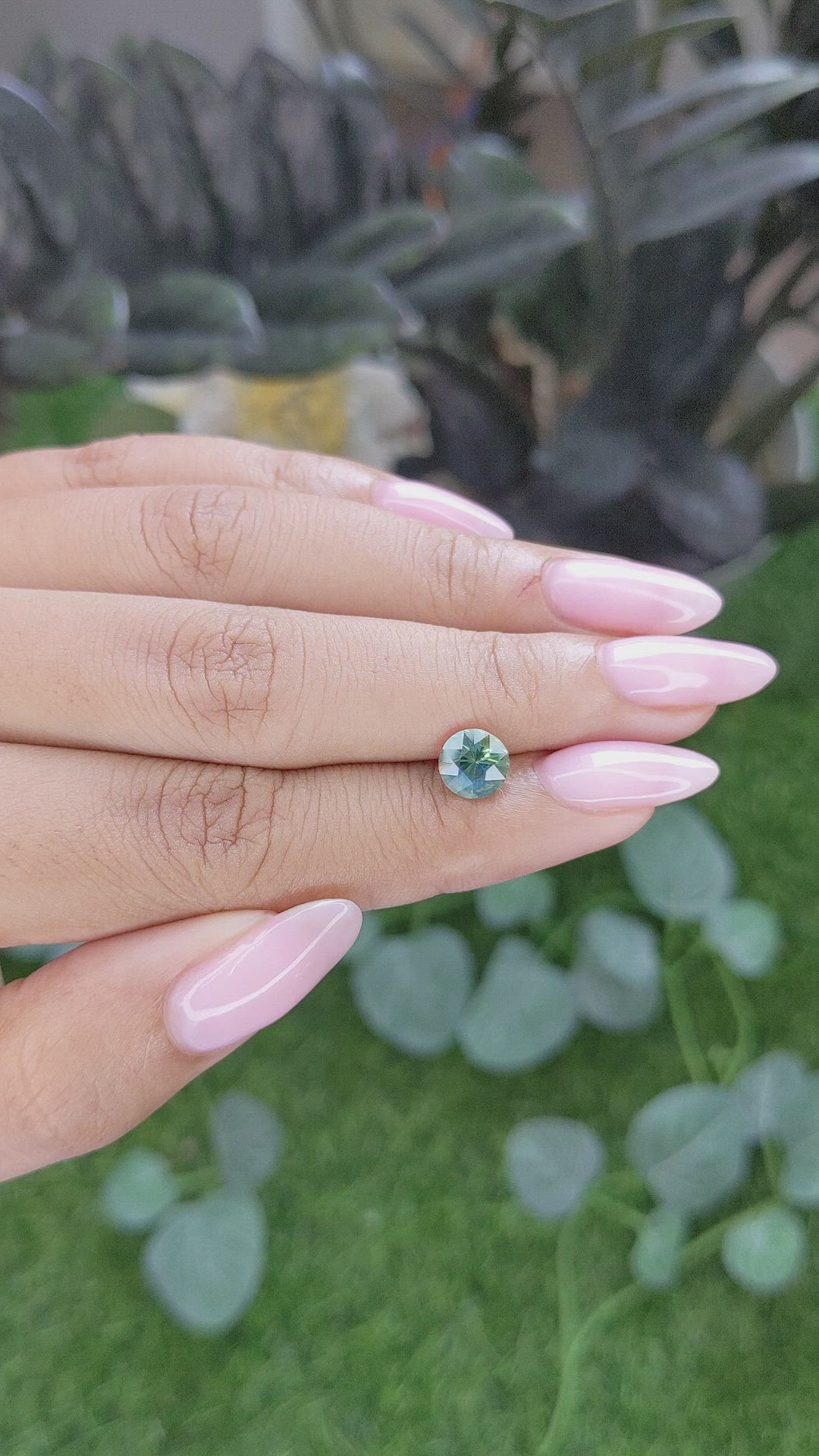 1.62 Ct. Bluish Green Sapphire from Madagascar Size Video