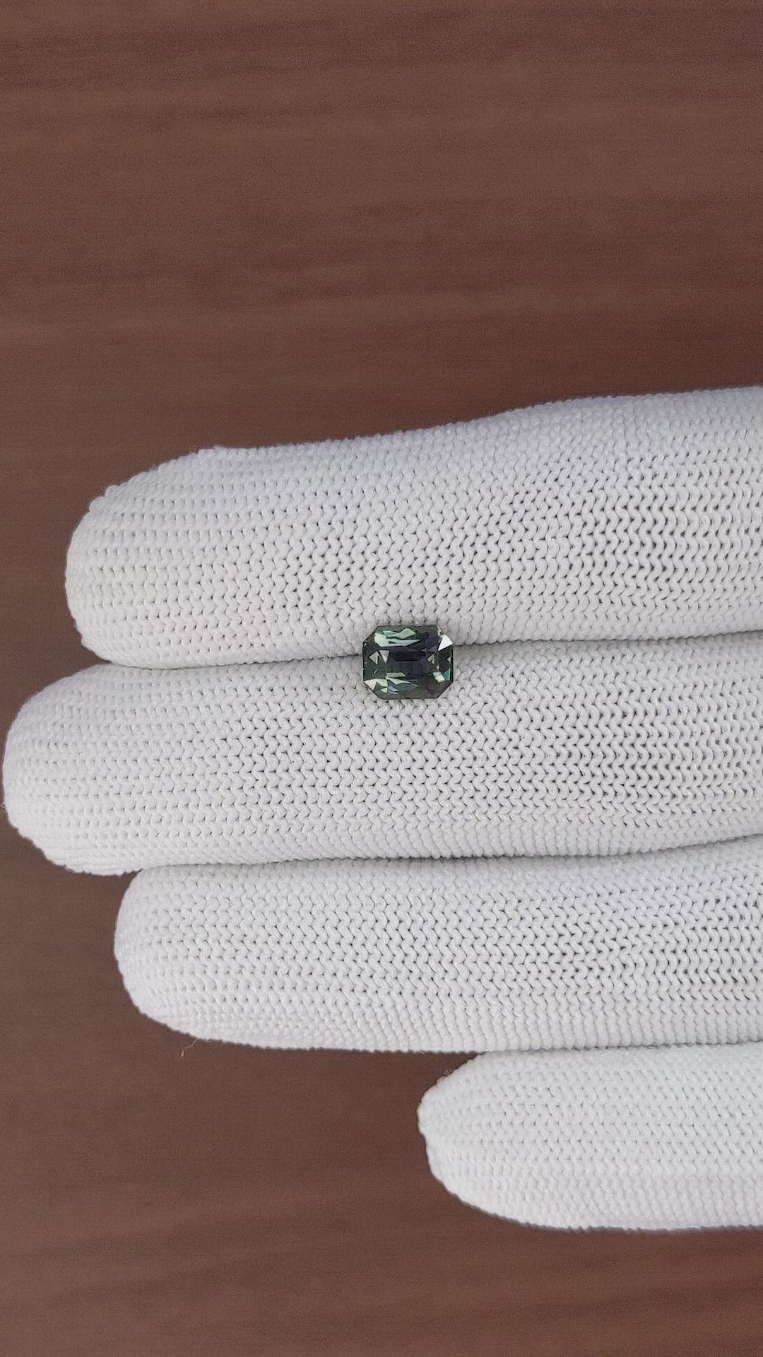 1.61 Ct. Bluish Green Sapphire from Madagascar Size Video