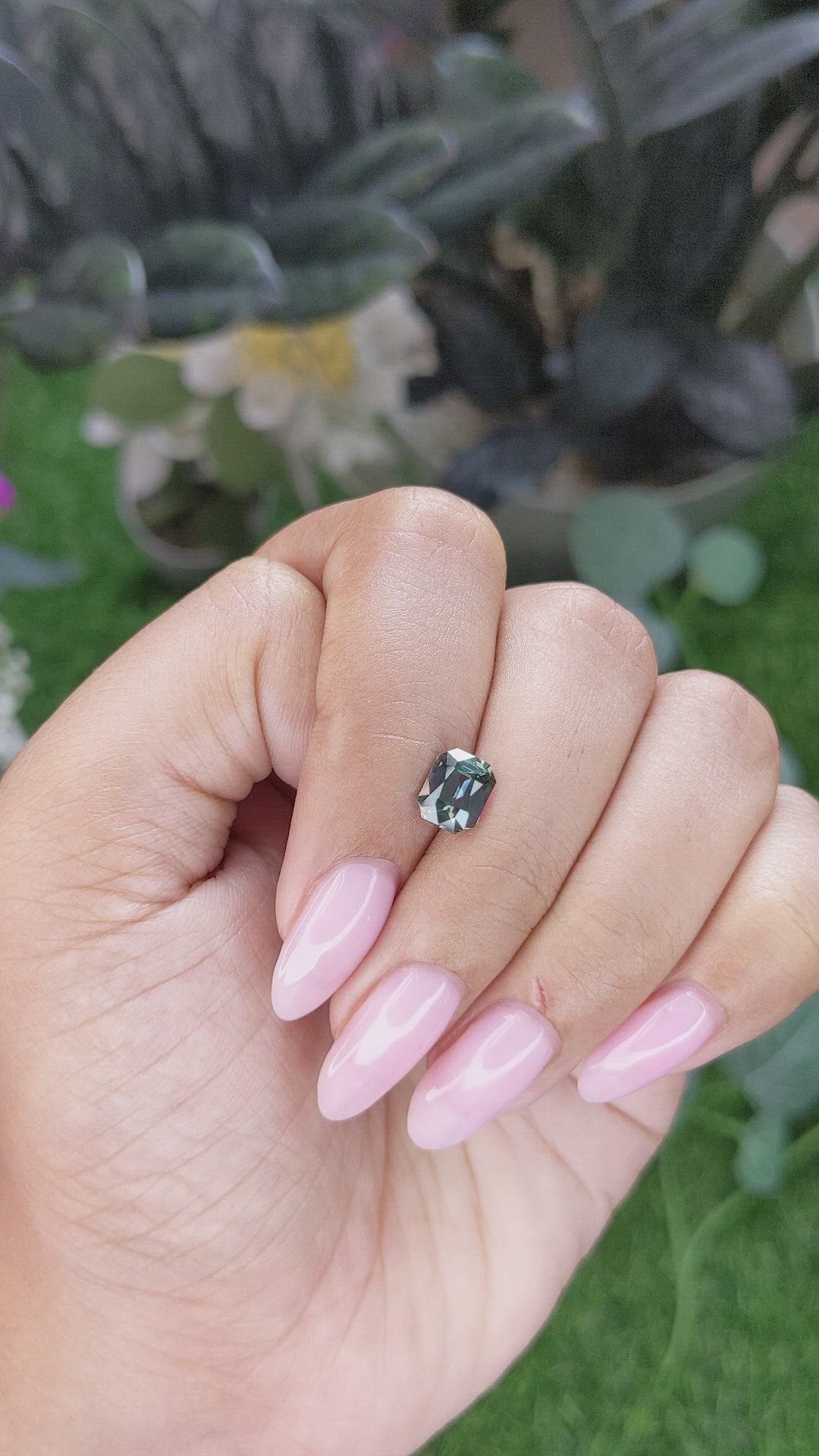 1.61 Ct. Bluish Green Sapphire from Madagascar Size Video