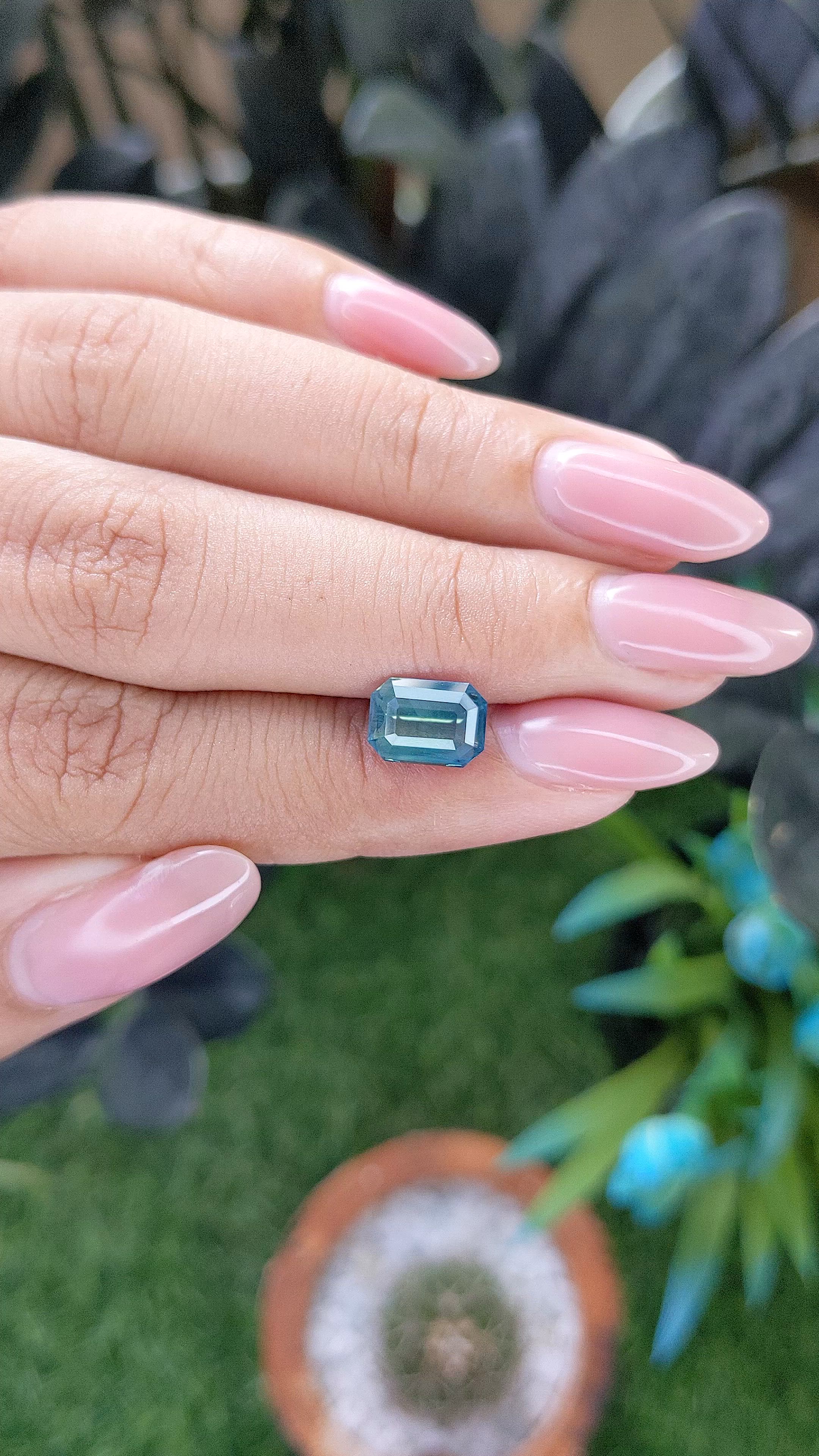 2.55 Ct. Greenish Blue Sapphire from Madagascar Size Video