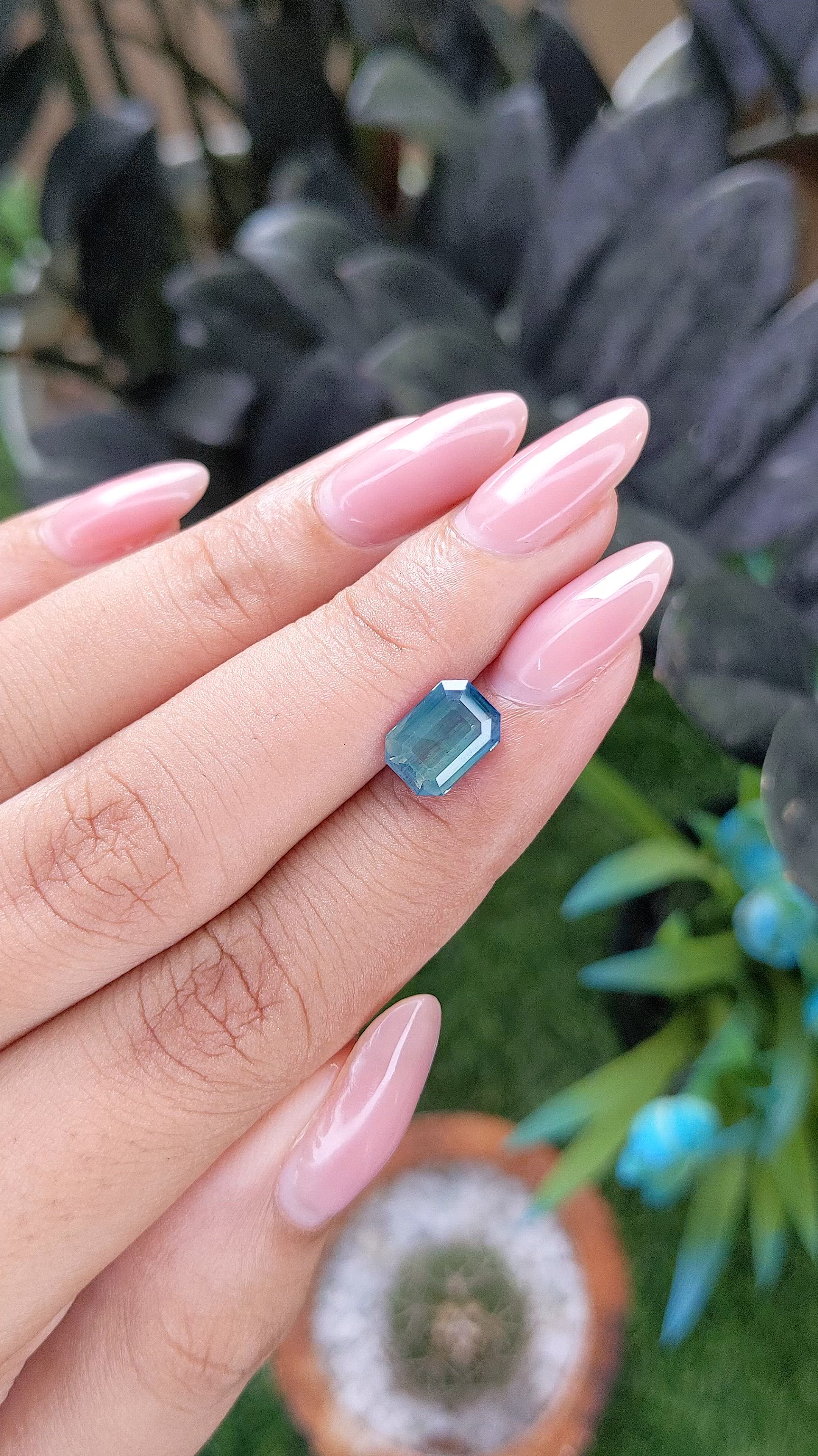 2.55 Ct. Greenish Blue Sapphire from Madagascar Size Video