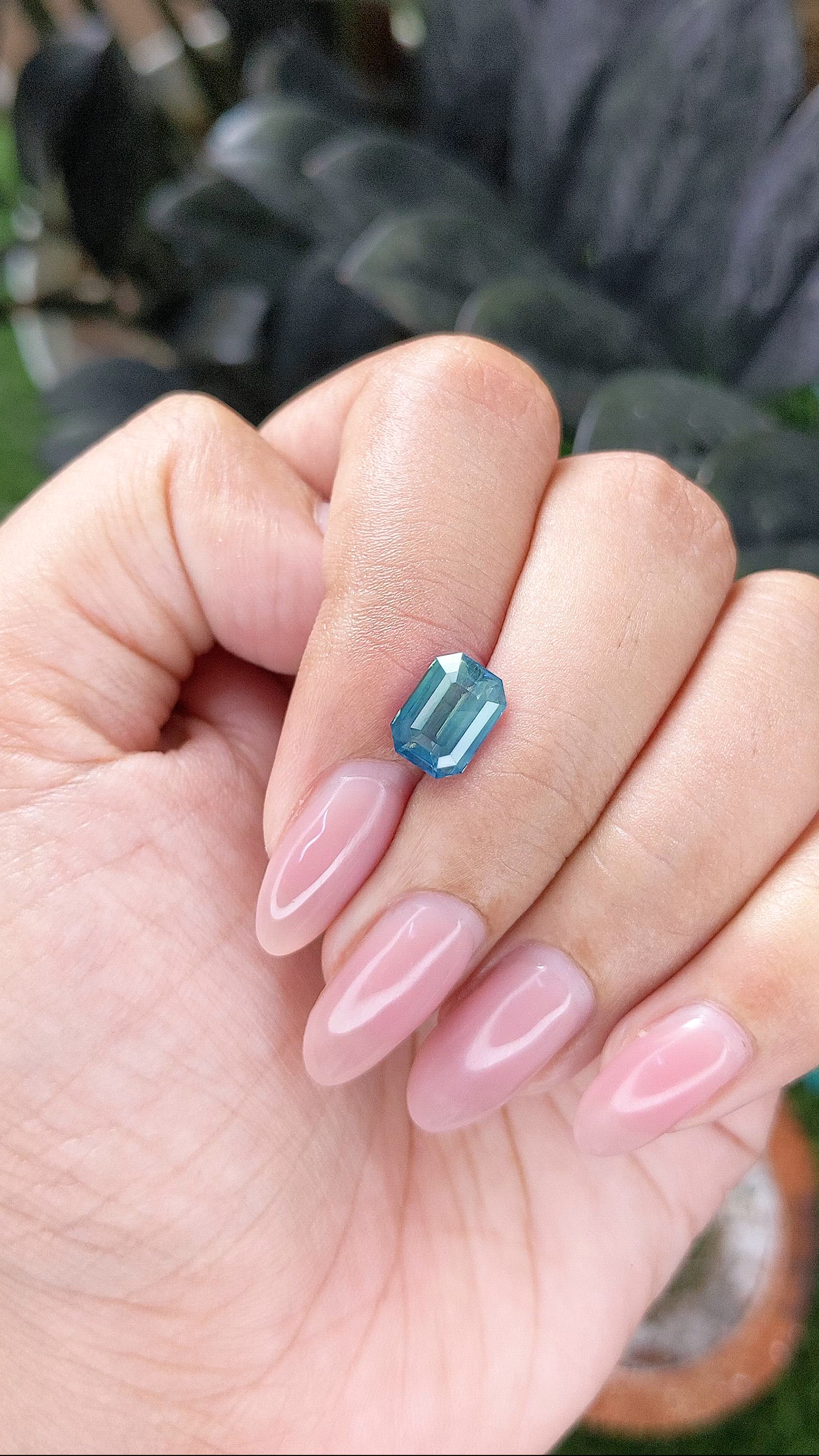 2.55 Ct. Greenish Blue Sapphire from Madagascar Size Video