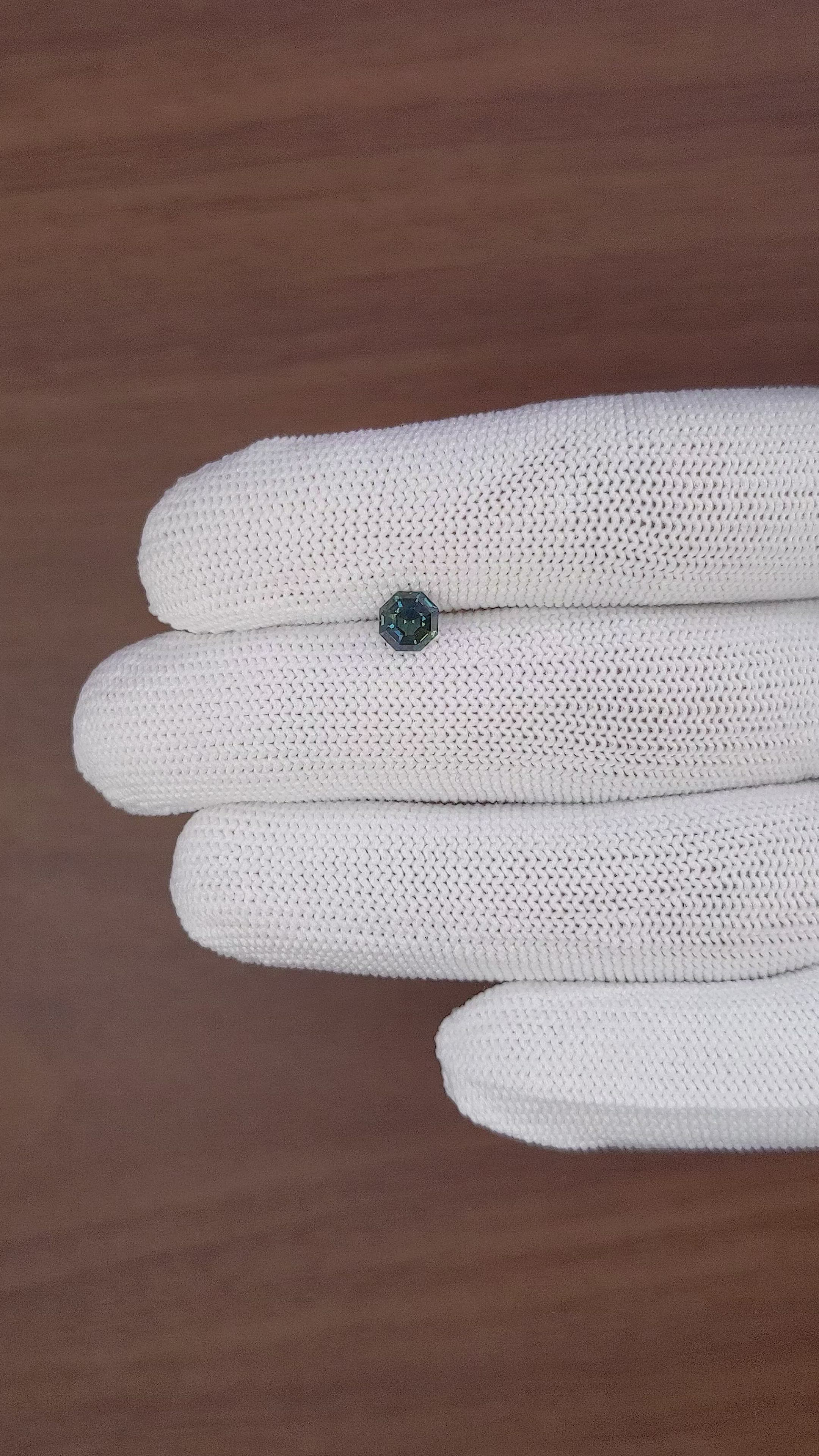 0.98 Ct. Bluish Green Sapphire from Madagascar Size Video