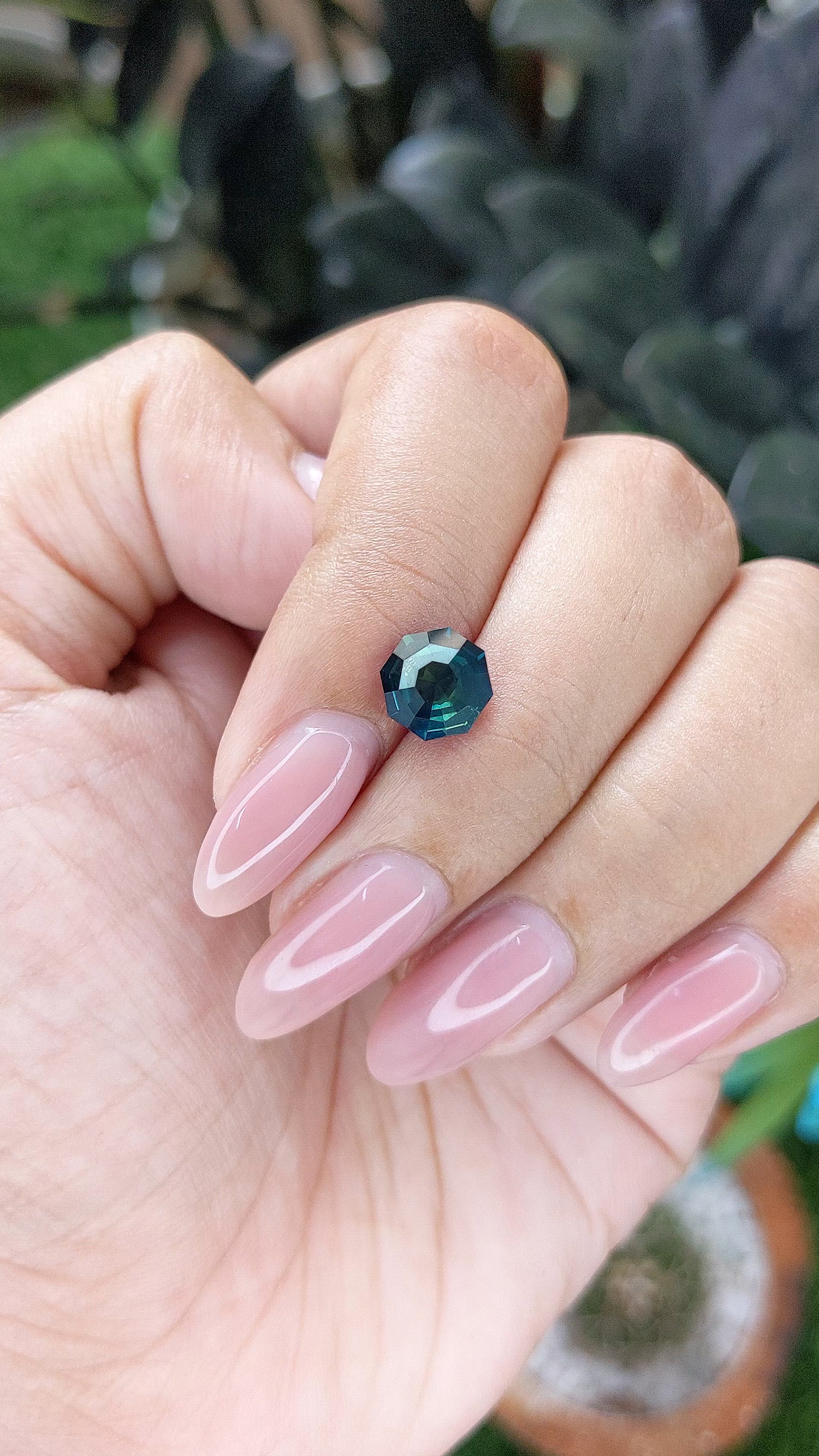 2.08 Ct. Greenish Blue Sapphire from Madagascar Size Video
