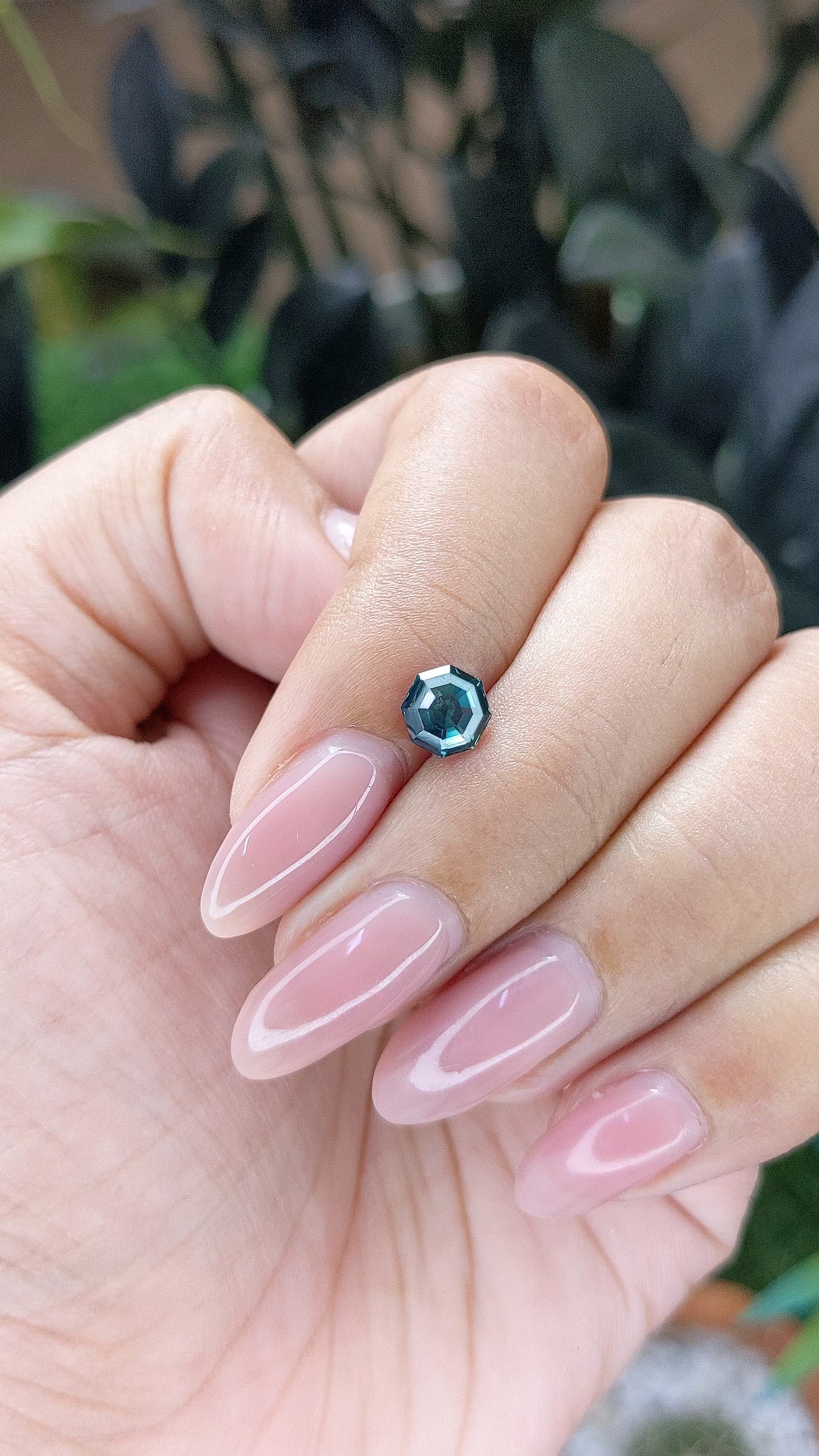 1.02 Ct. Bluish Green Sapphire from Madagascar Size Video