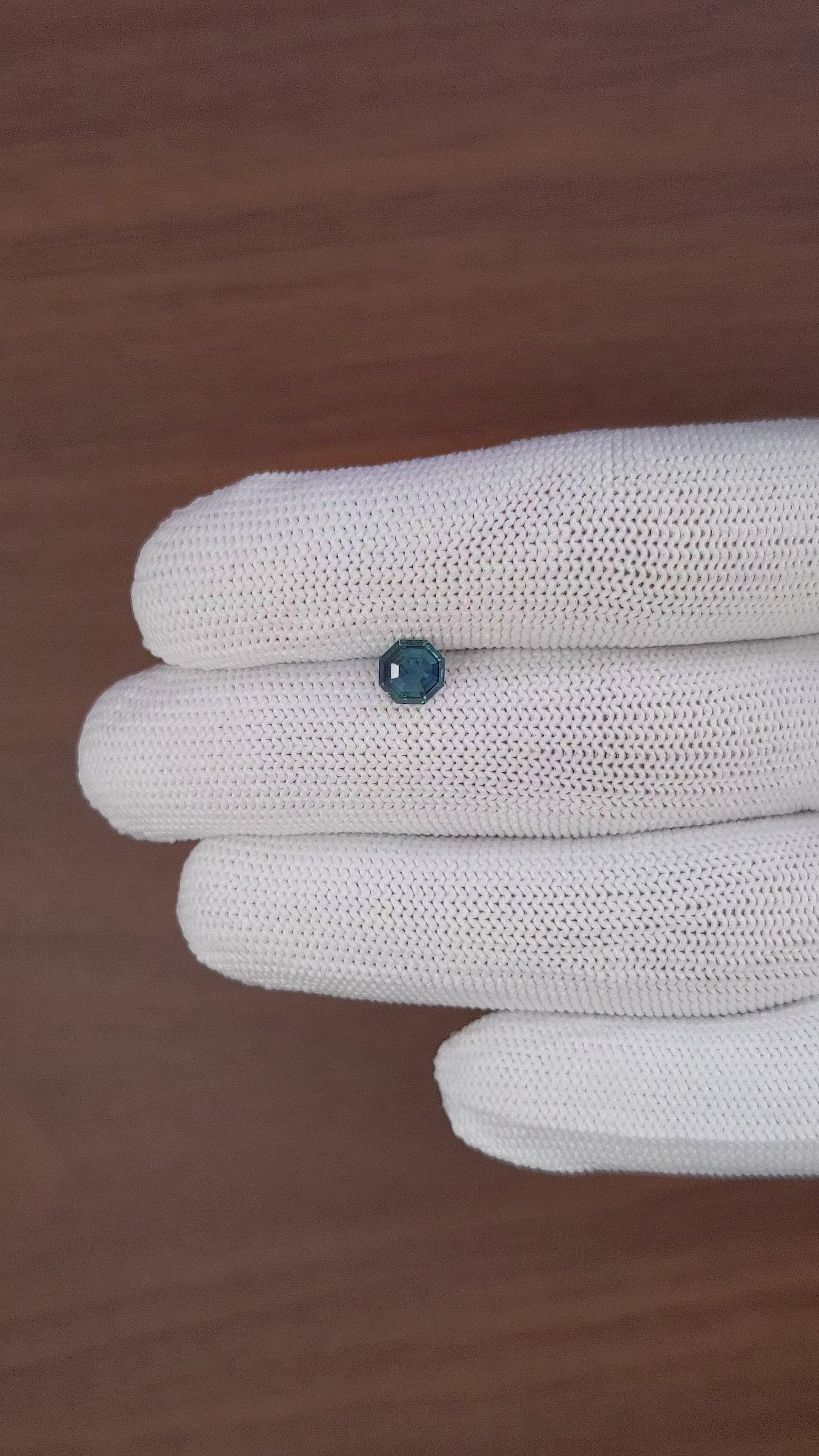 1.02 Ct. Bluish Green Sapphire from Madagascar Size Video
