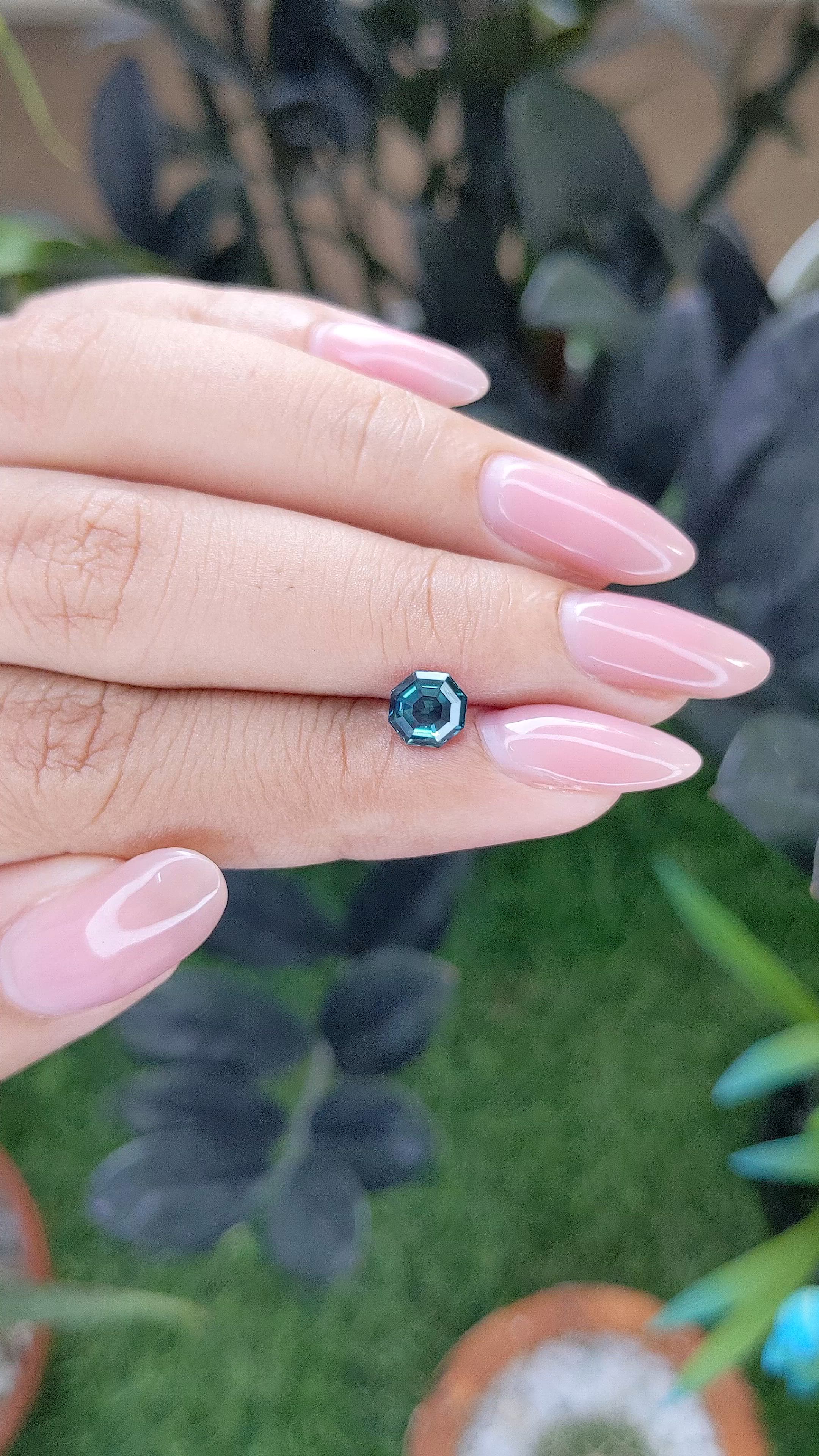 1.02 Ct. Bluish Green Sapphire from Madagascar Size Video