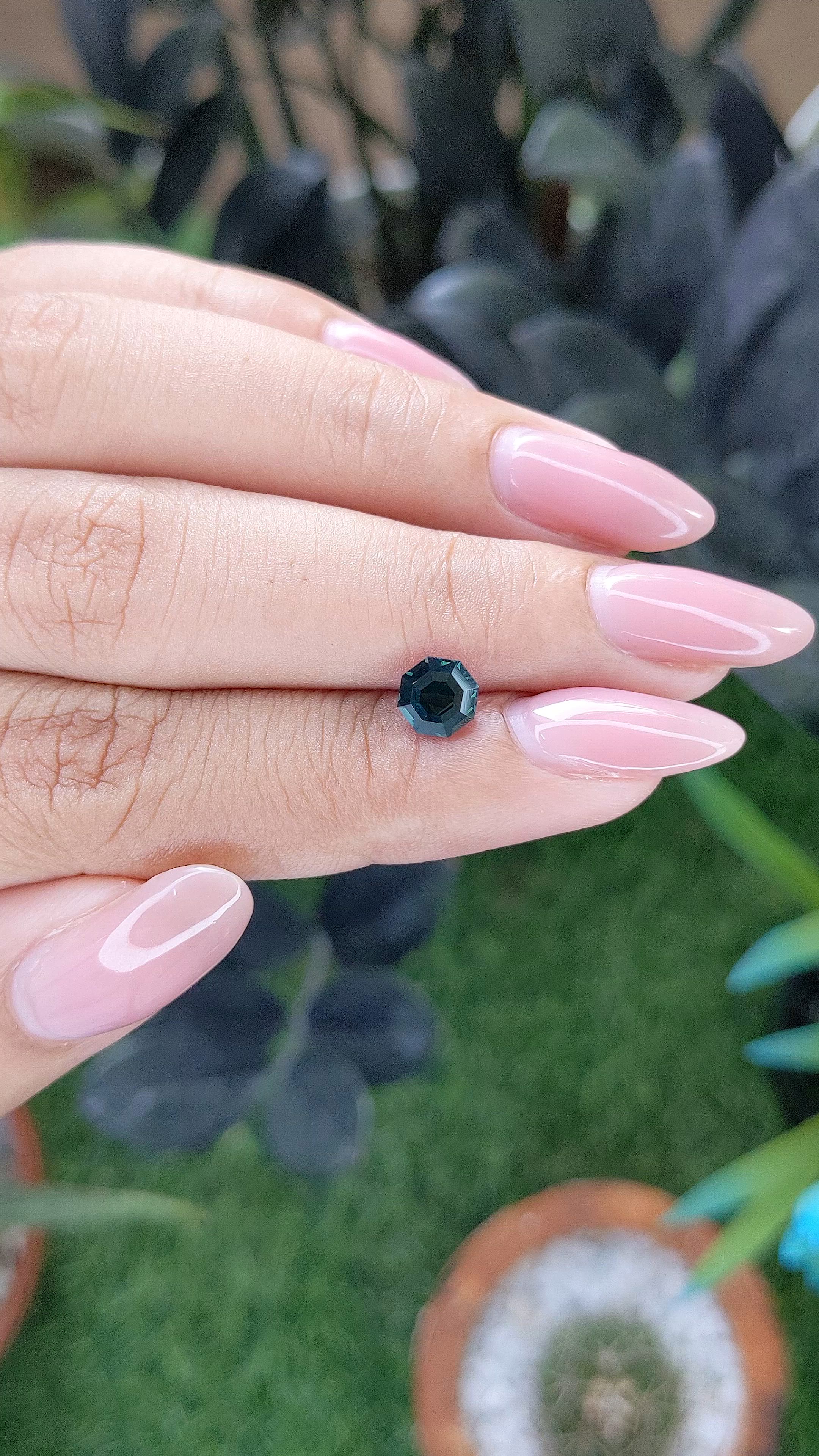 1.07 Ct. Bluish Green Sapphire from Madagascar Size Video