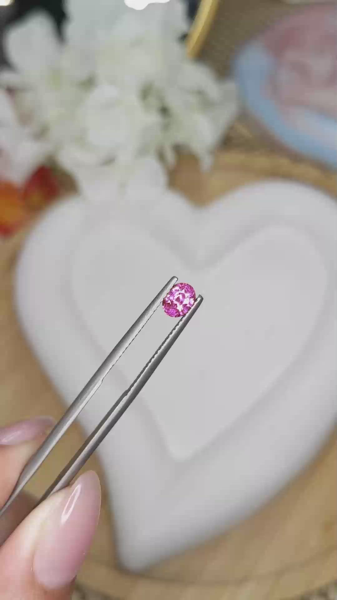 0.99 Ct. Purplish Pink Sapphire from Ceylon (Sri Lanka) Size Video