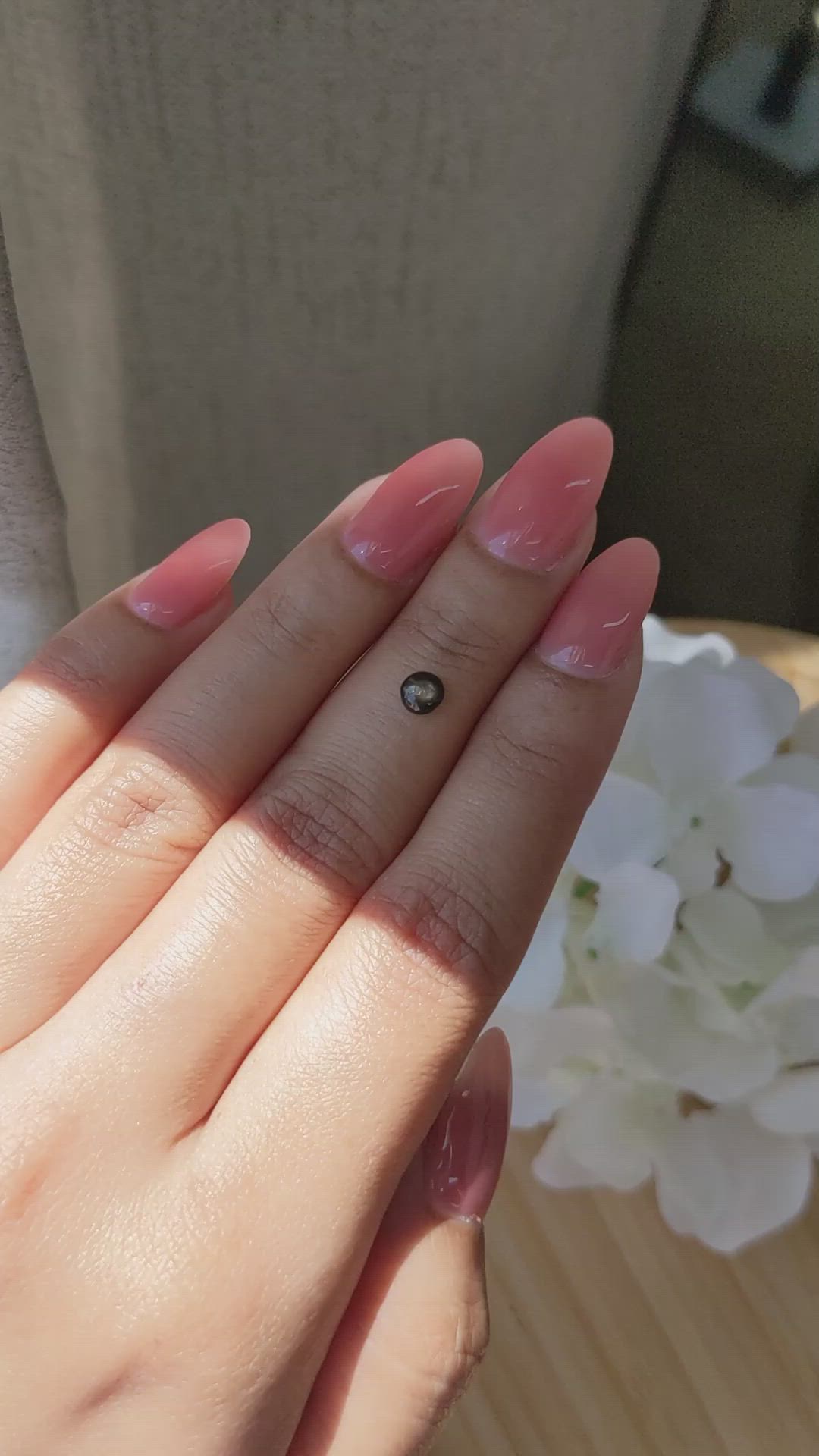 0.48 Ct. Black Star Sapphire from Ceylon (Sri Lanka) Size Video