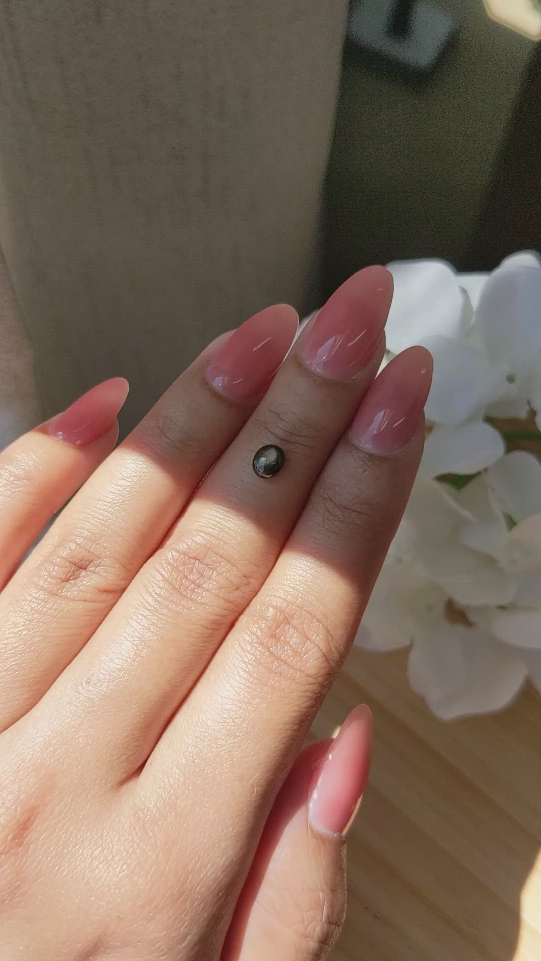 0.73 Ct. Black Star Sapphire from Ceylon (Sri Lanka) Size Video