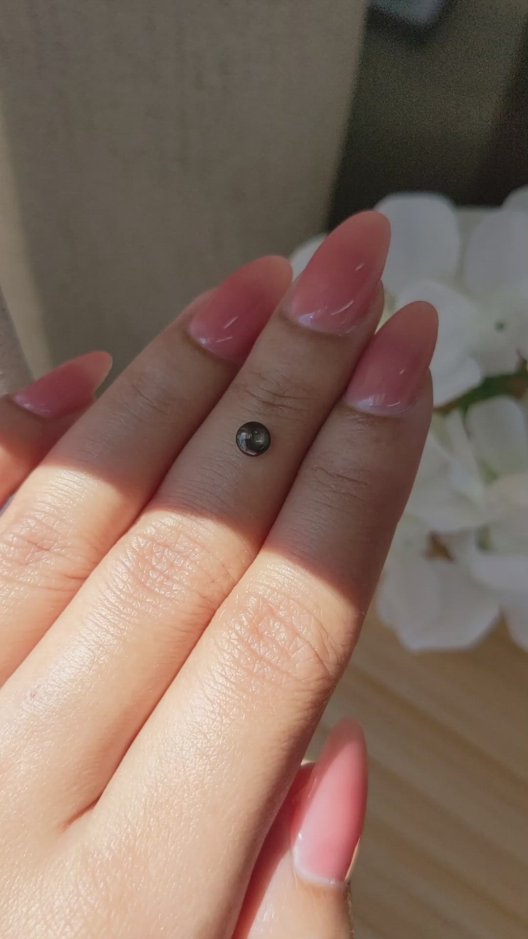 0.48 Ct. Black Star Sapphire from Ceylon (Sri Lanka) Size Video
