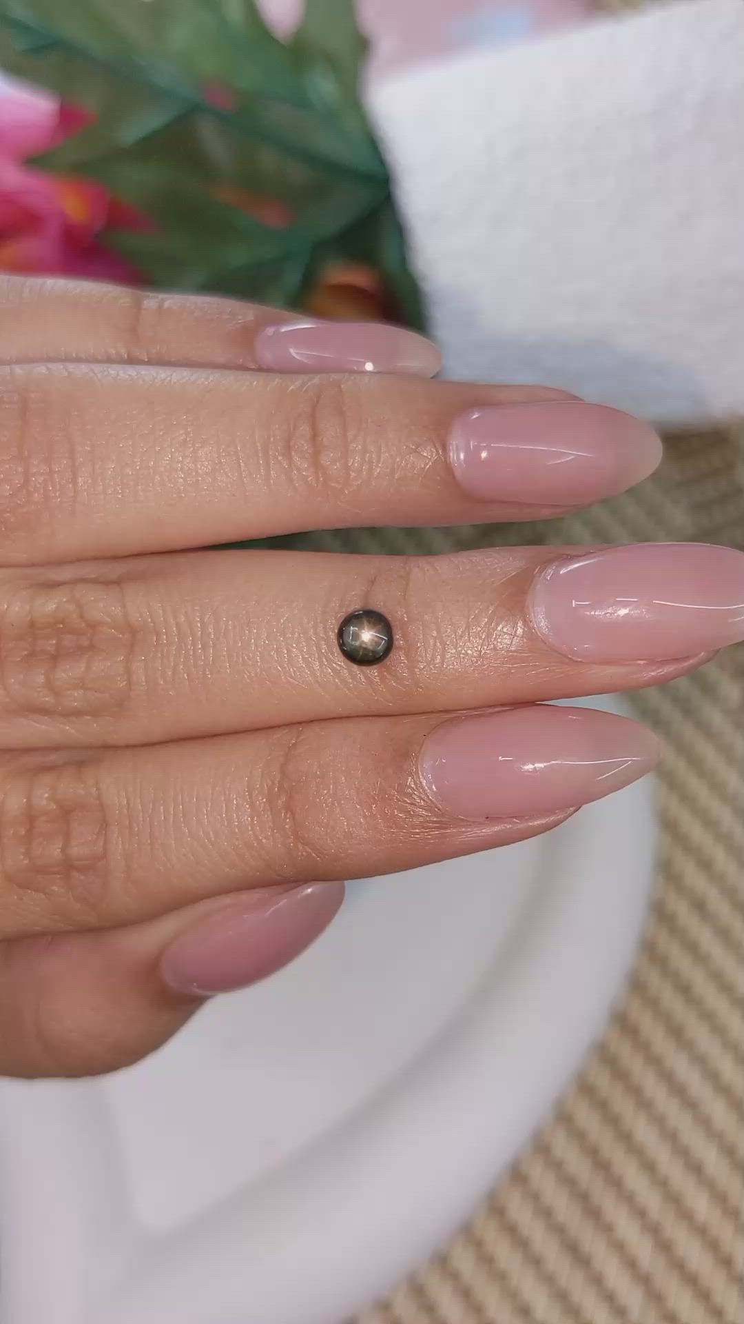 0.53 Ct. Black Star Sapphire from Ceylon (Sri Lanka) Size Video