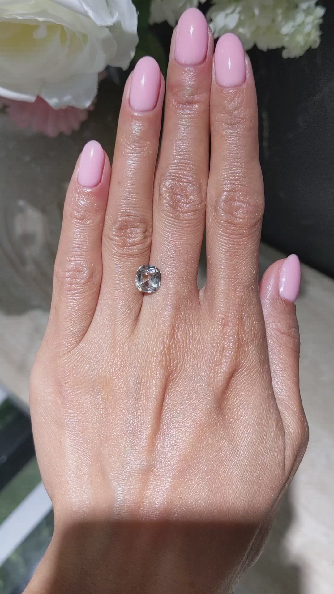 2.65 Ct. White Sapphire from Ceylon (Sri Lanka) Size Video