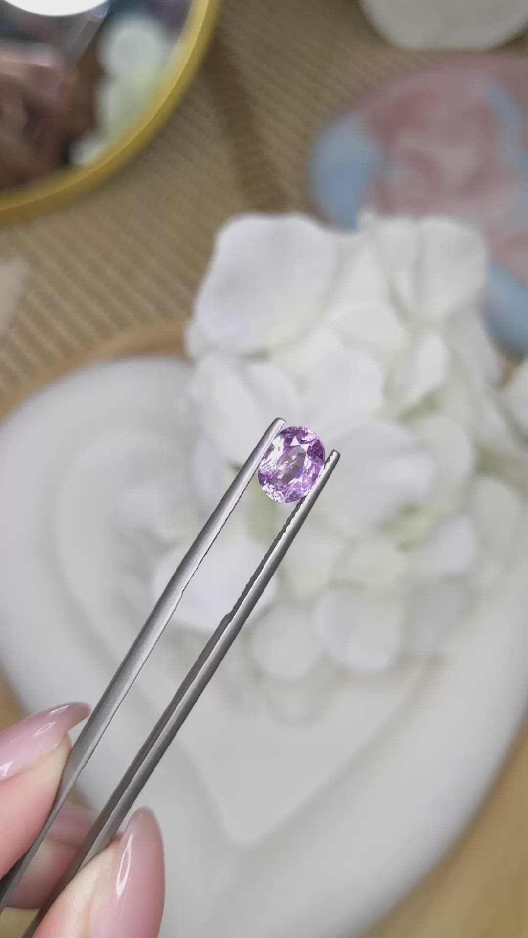 1.56 Ct. Pinkish Purple Sapphire from Ceylon (Sri Lanka) Size Video