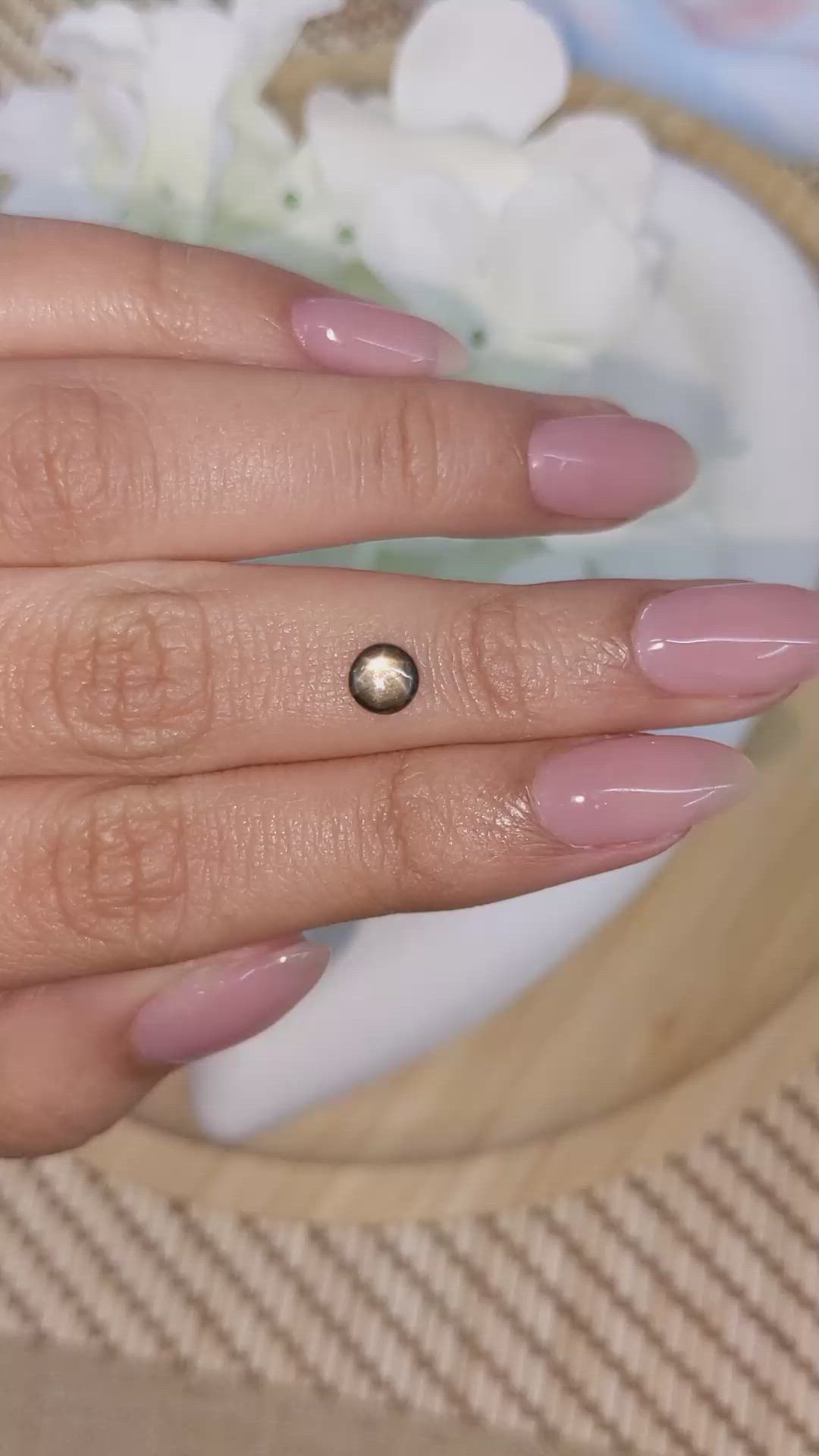 0.75 Ct. Brownish Green Star Sapphire from Ceylon (Sri Lanka) Size Video