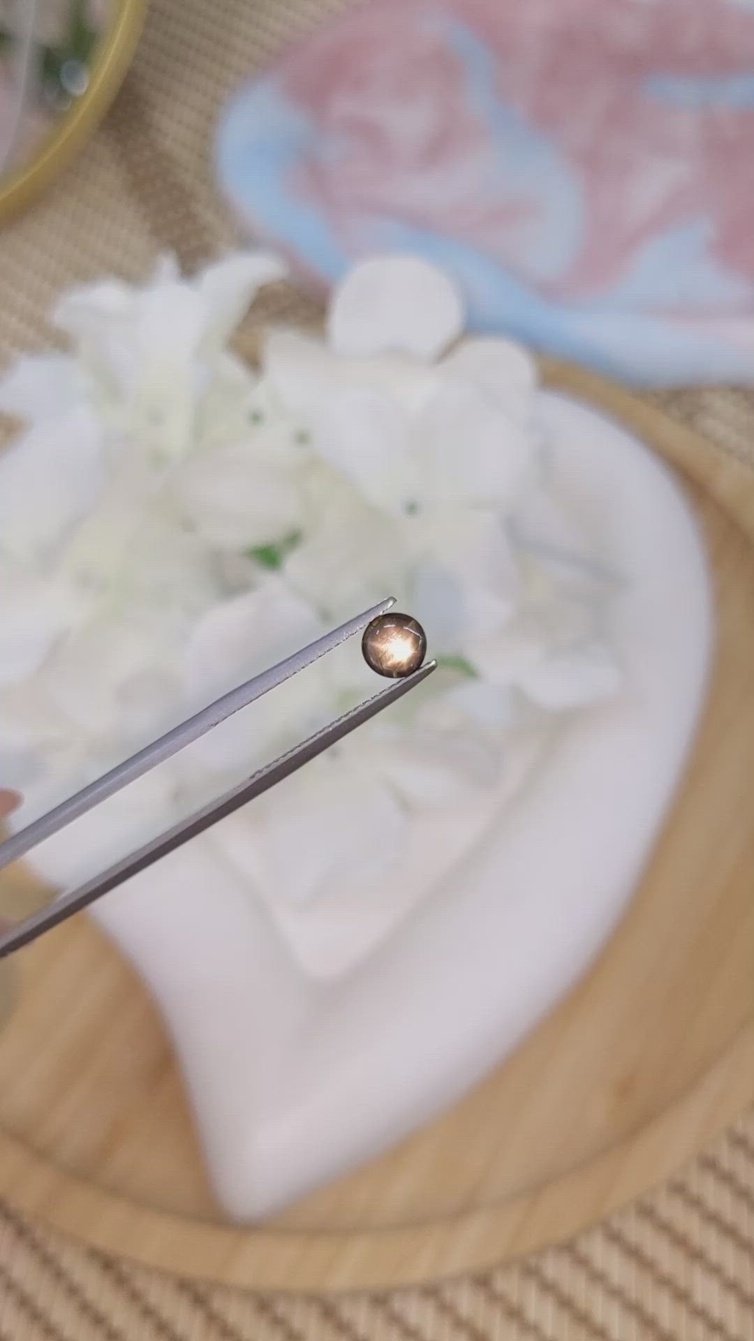 0.75 Ct. Brownish Green Star Sapphire from Ceylon (Sri Lanka) Size Video