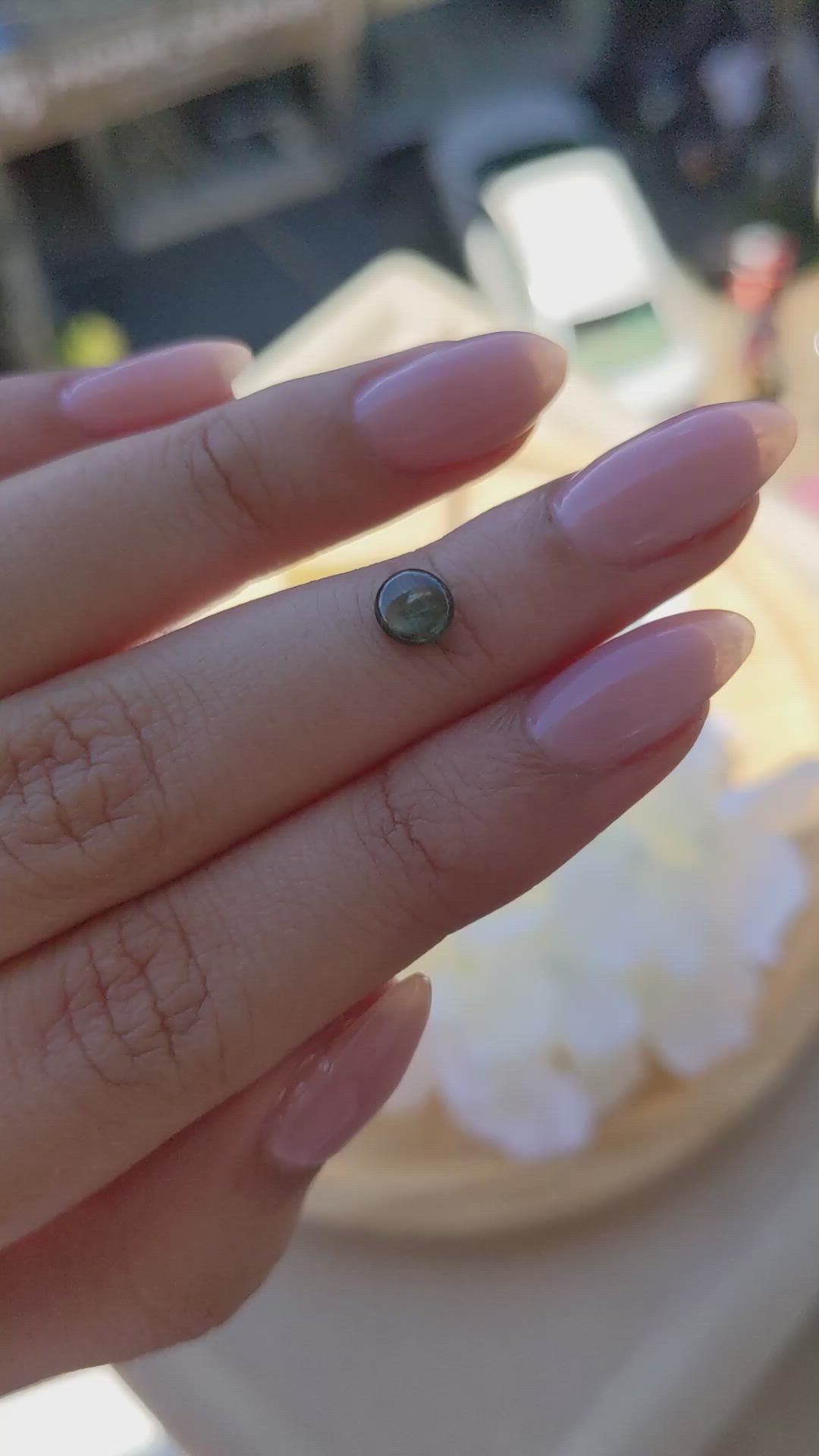 0.75 Ct. Brownish Green Star Sapphire from Ceylon (Sri Lanka) Size Video