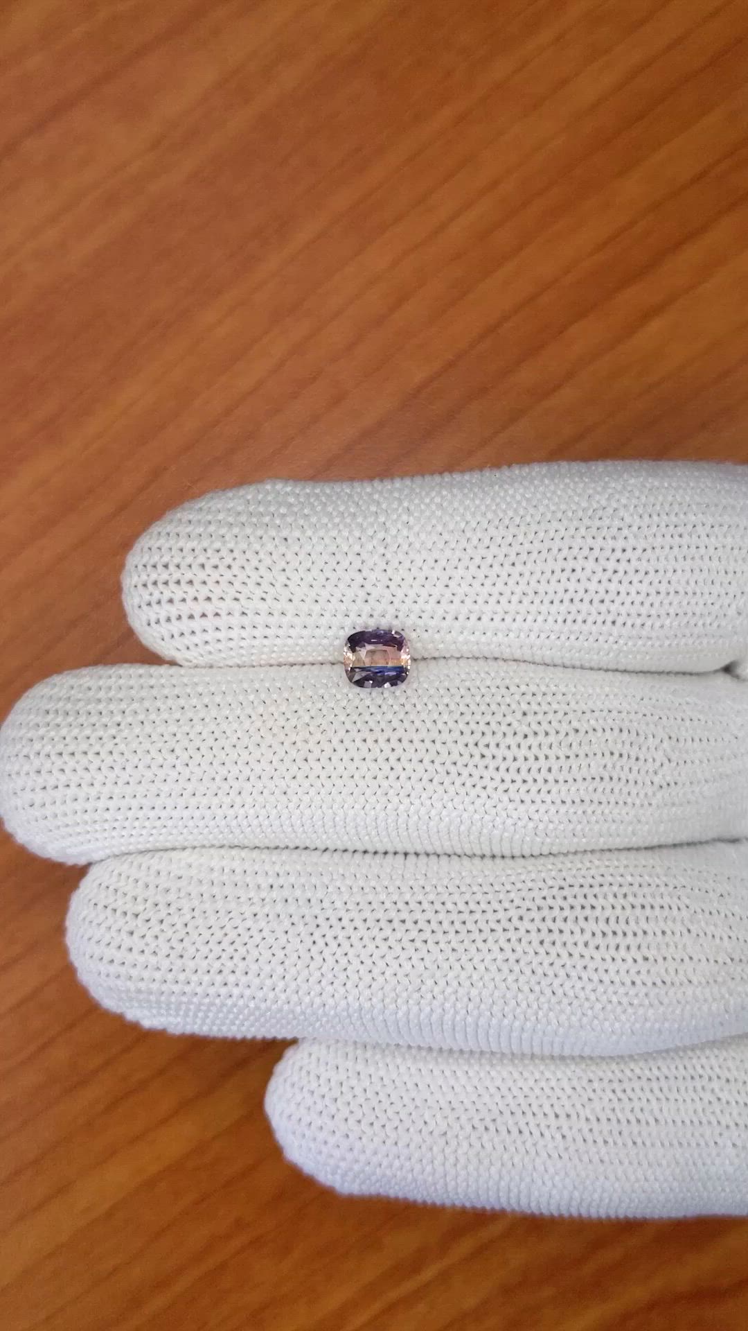 1.08 Ct. Bi Color Sapphire from Ceylon (Sri Lanka) Size Video