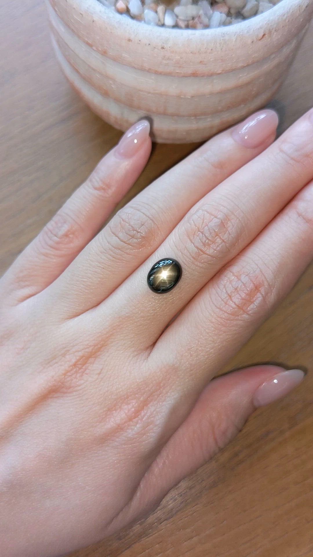 3.84 Ct. Black Star Sapphire from Thailand Size Video
