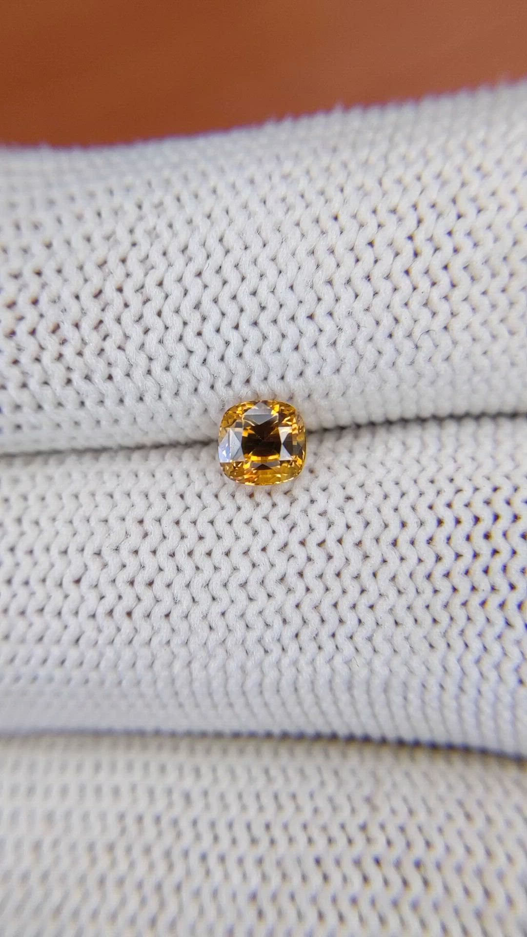 0.78 Ct. Orangish Yellow Sapphire from Ceylon (Sri Lanka) Size Video
