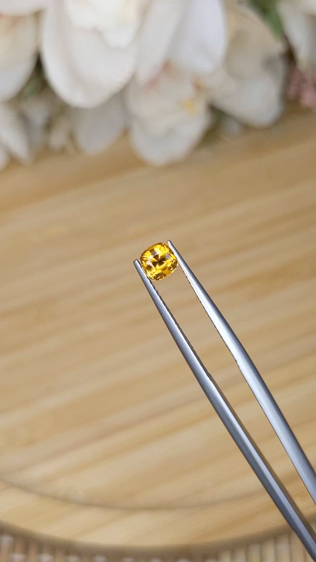 0.78 Ct. Orangish Yellow Sapphire from Ceylon (Sri Lanka) Size Video