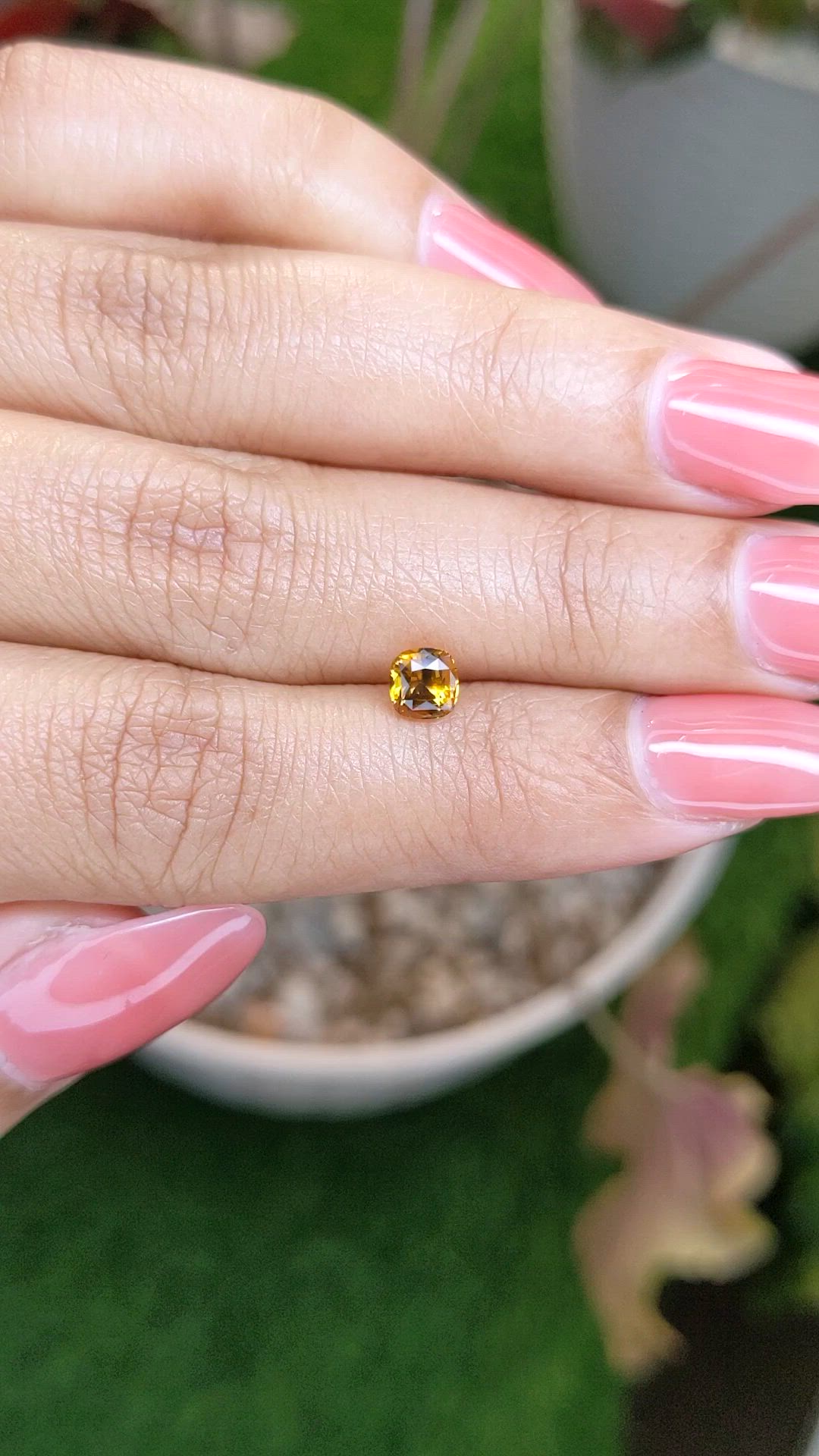 0.78 Ct. Orangish Yellow Sapphire from Ceylon (Sri Lanka) Size Video