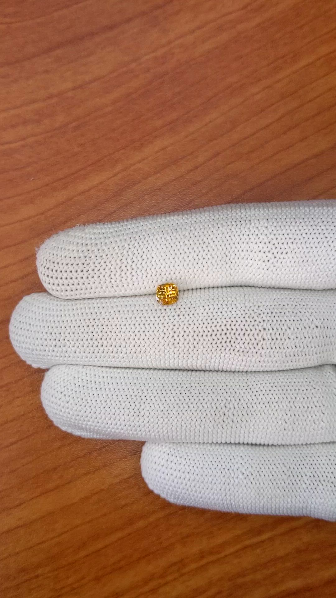 0.78 Ct. Orangish Yellow Sapphire from Ceylon (Sri Lanka) Size Video