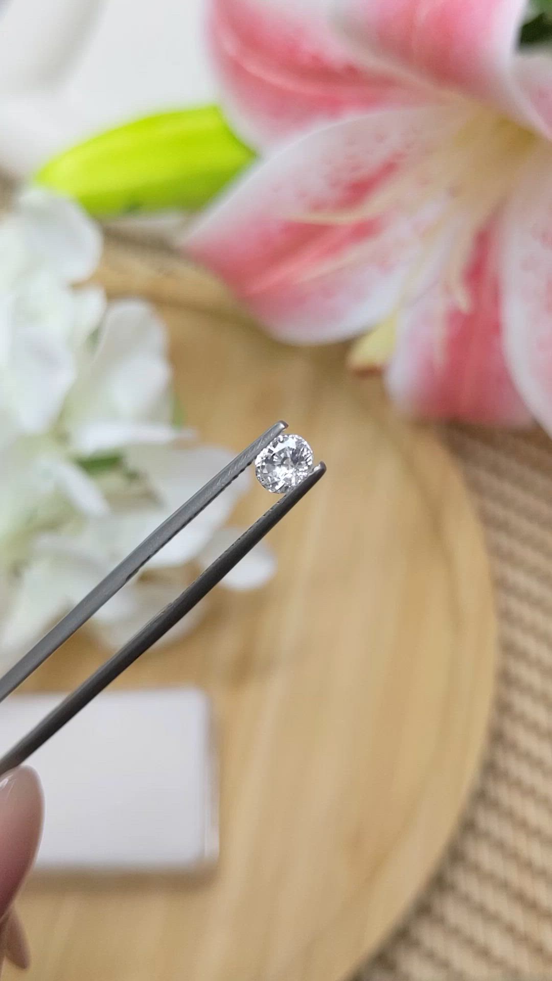 0.82 Ct. White Sapphire from Ceylon (Sri Lanka) Size Video