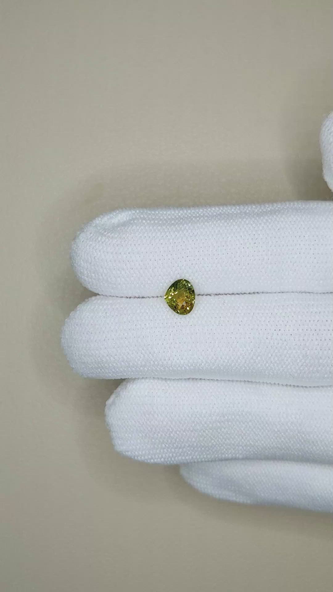 1.10 Ct. Yellowish Green Sapphire from Thailand Size Video