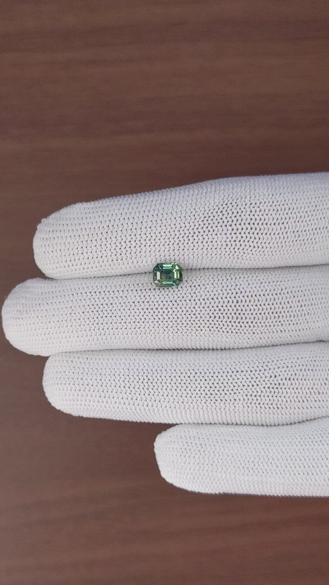 1.16 Ct. Bluish Green Sapphire from Madagascar Size Video