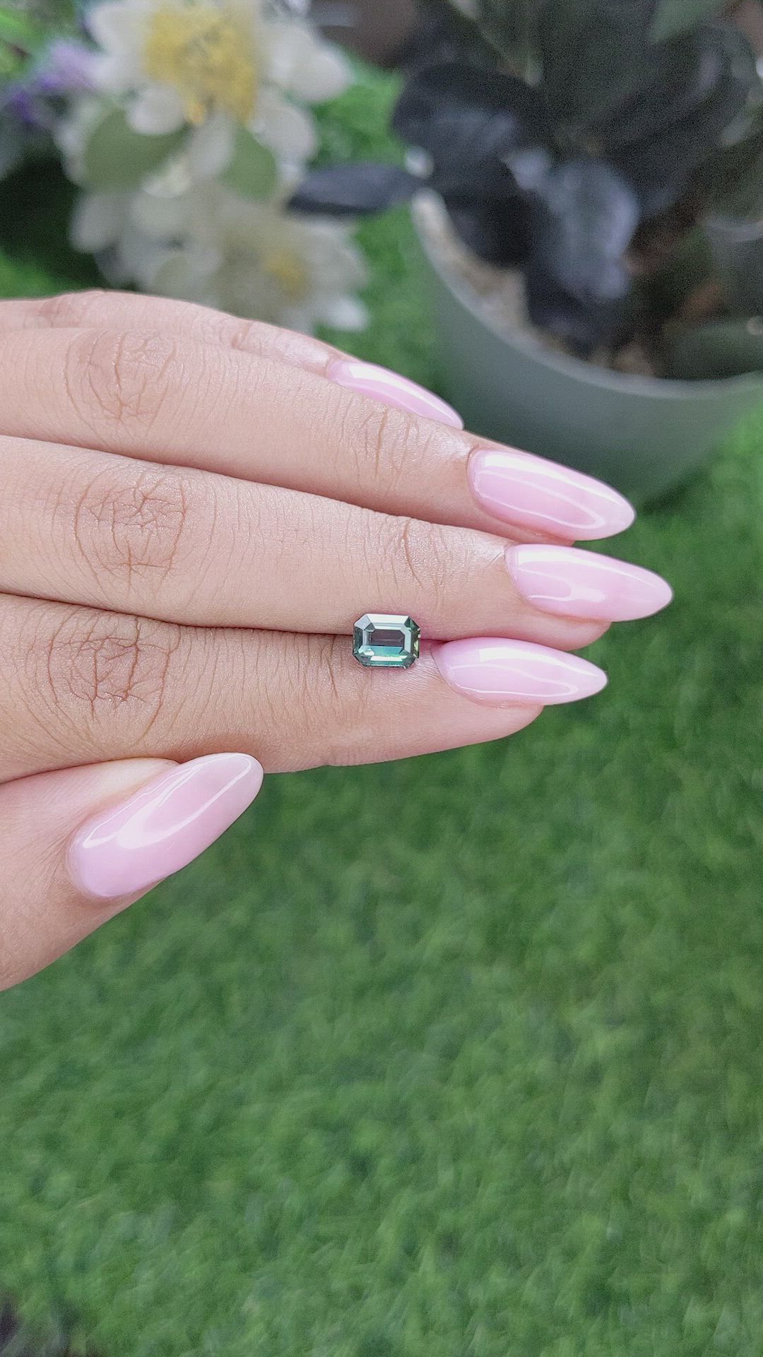 1.08 Ct. Bluish Green Sapphire from Madagascar Size Video