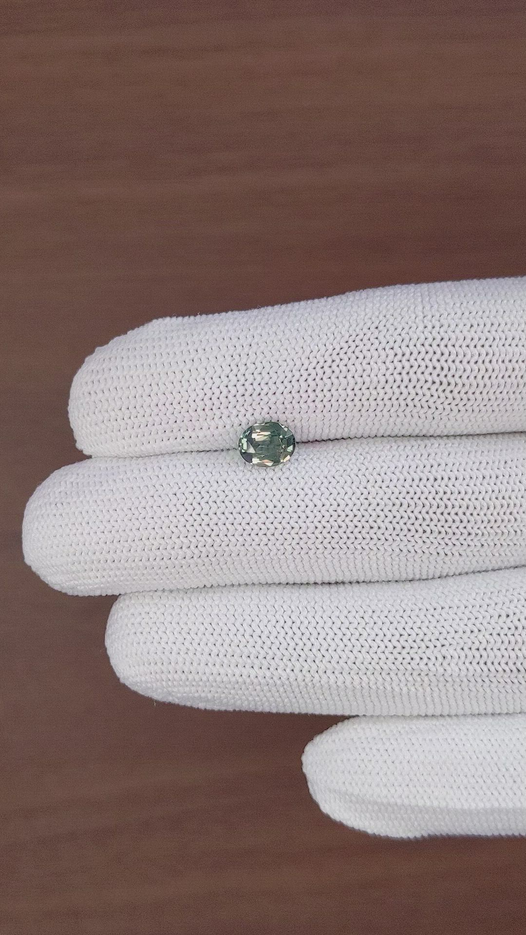 1.19 Ct. Bluish Green Sapphire from Madagascar Size Video