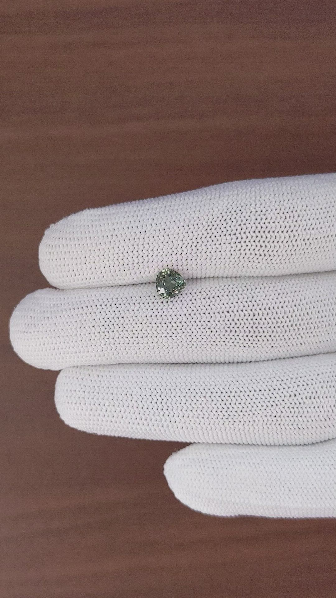 0.89 Ct. Bluish Green Sapphire from Madagascar Size Video