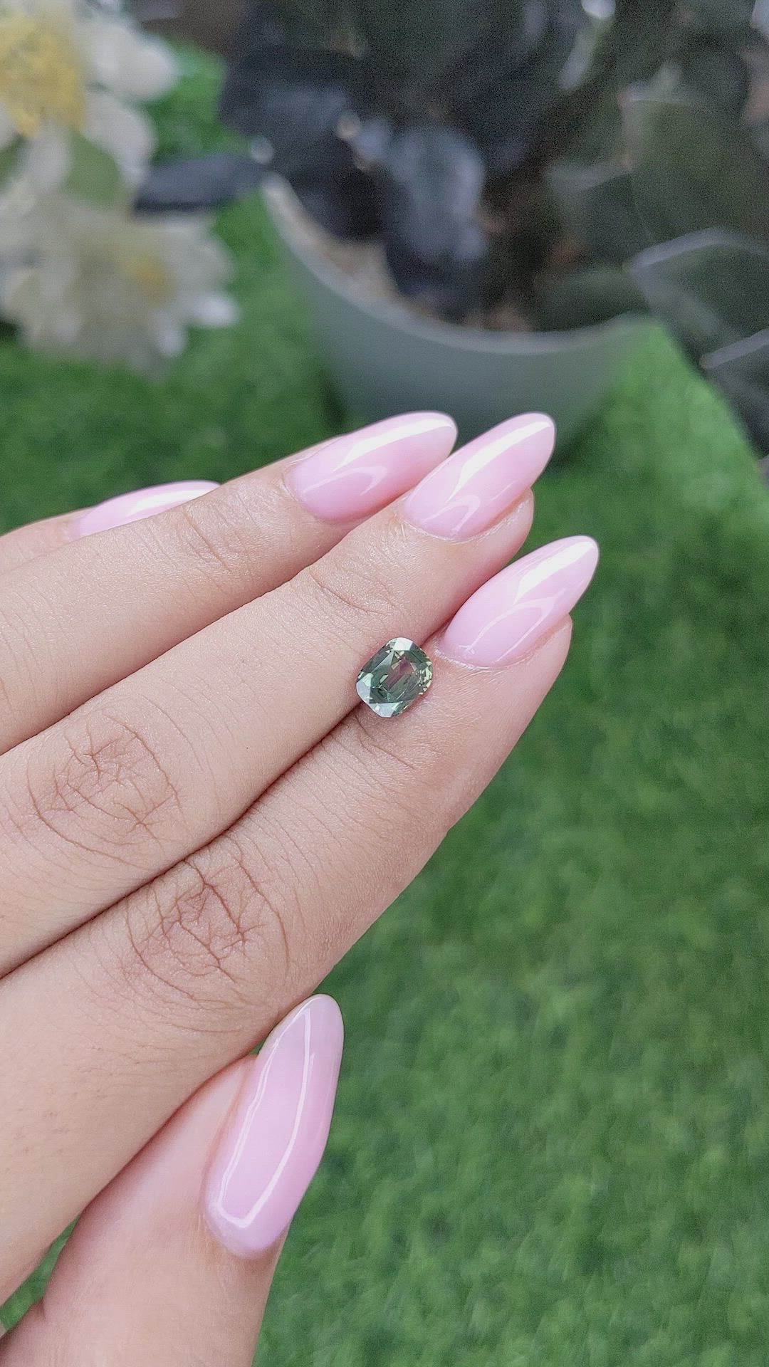 1.30 Ct. Bluish Green Sapphire from Madagascar Size Video
